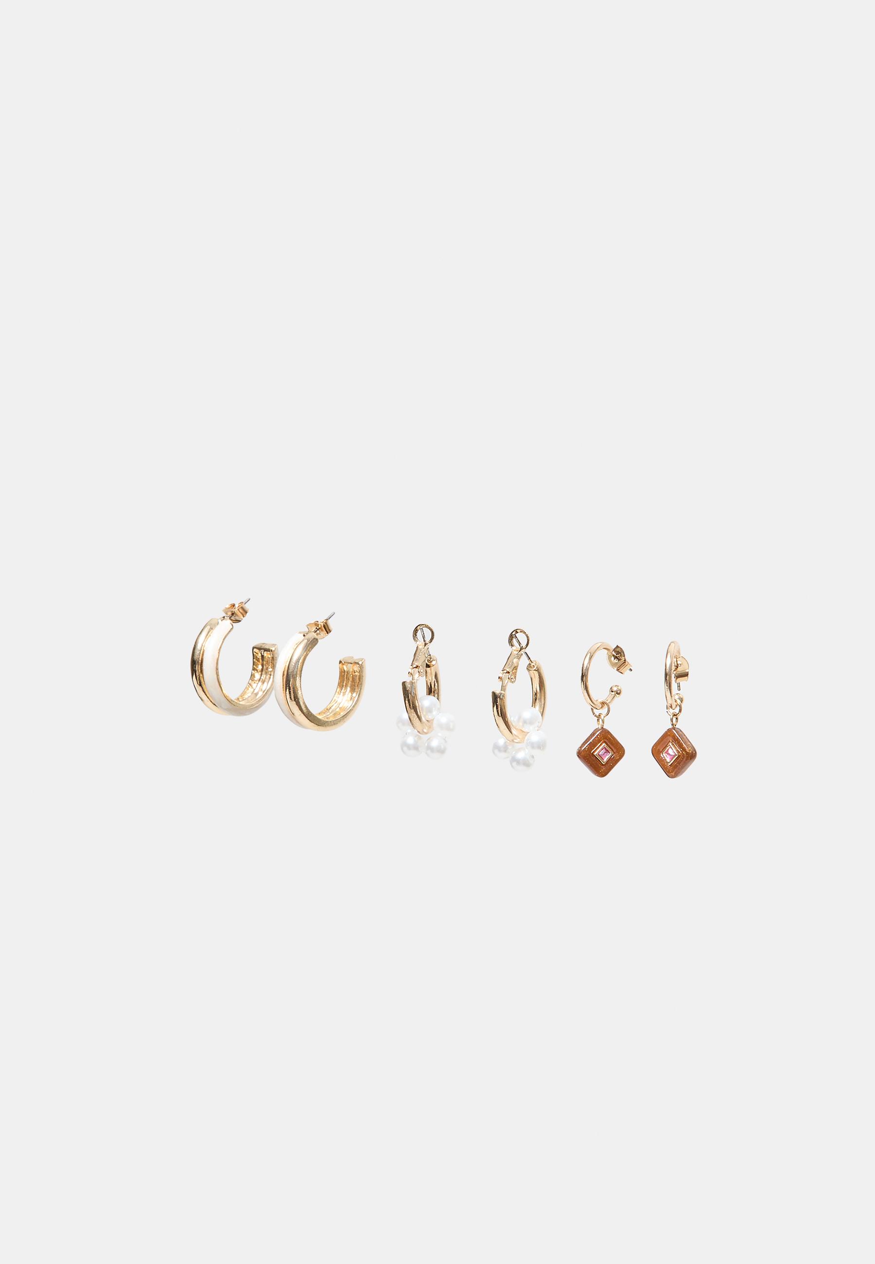 Set of 3 charm earrings — Gold