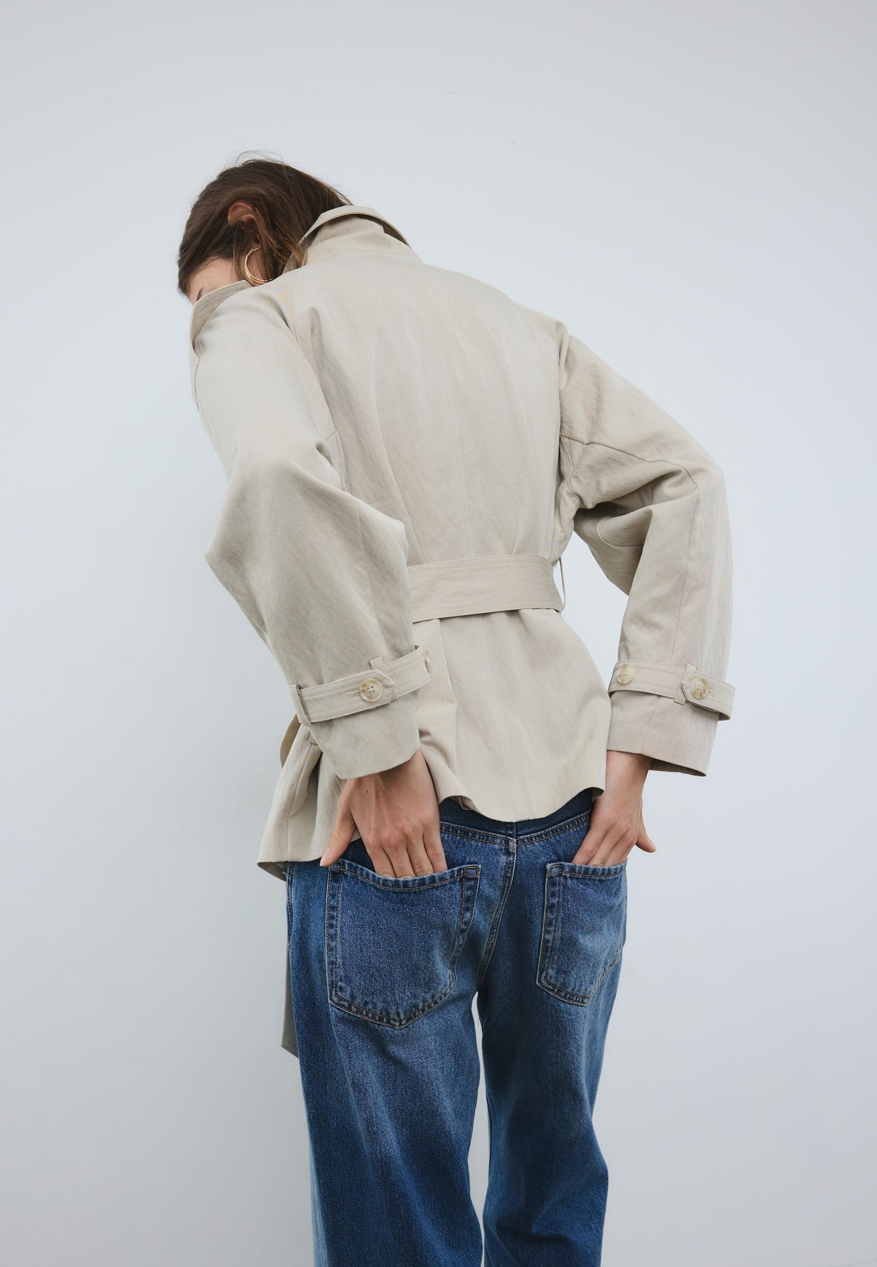 High neck trench — Beige