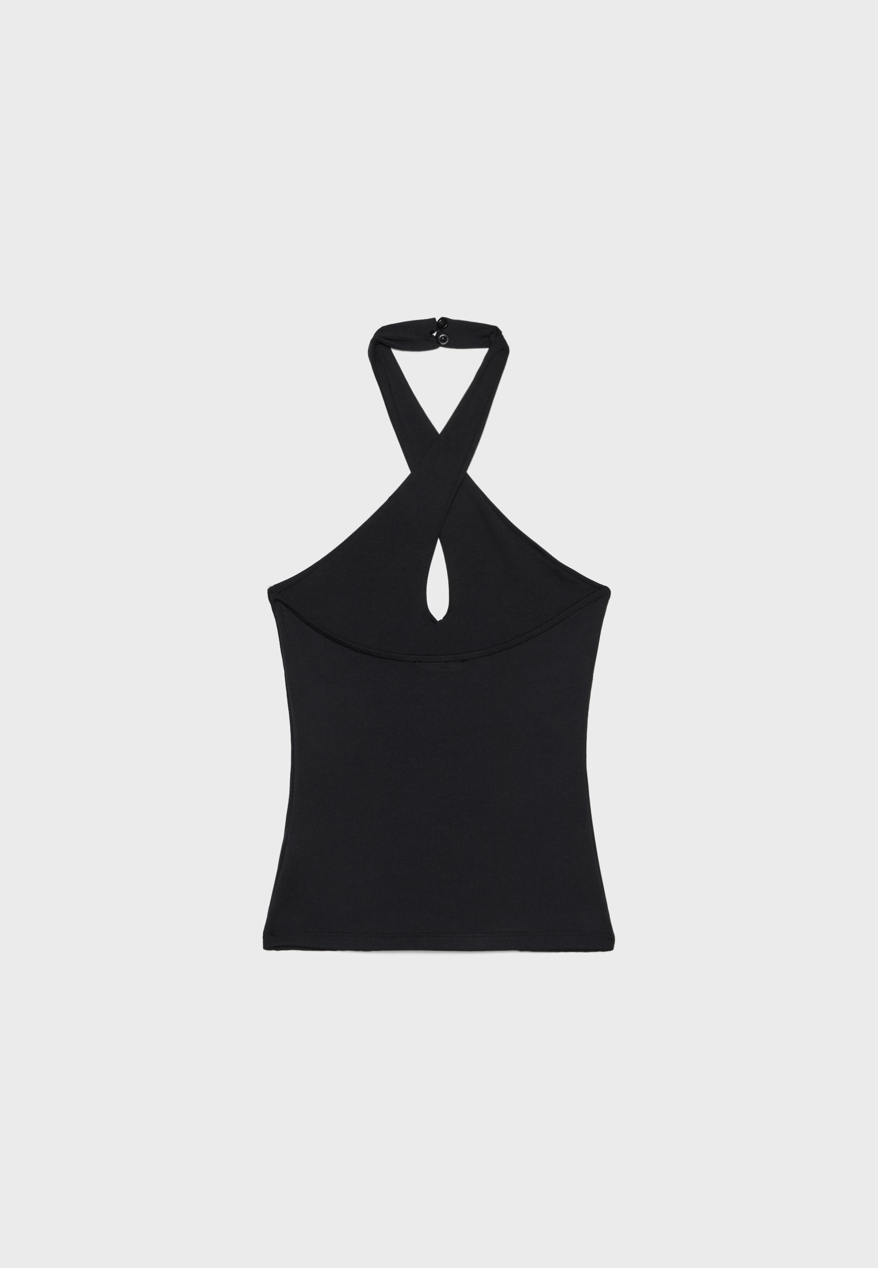 Halter cross-over top — Black