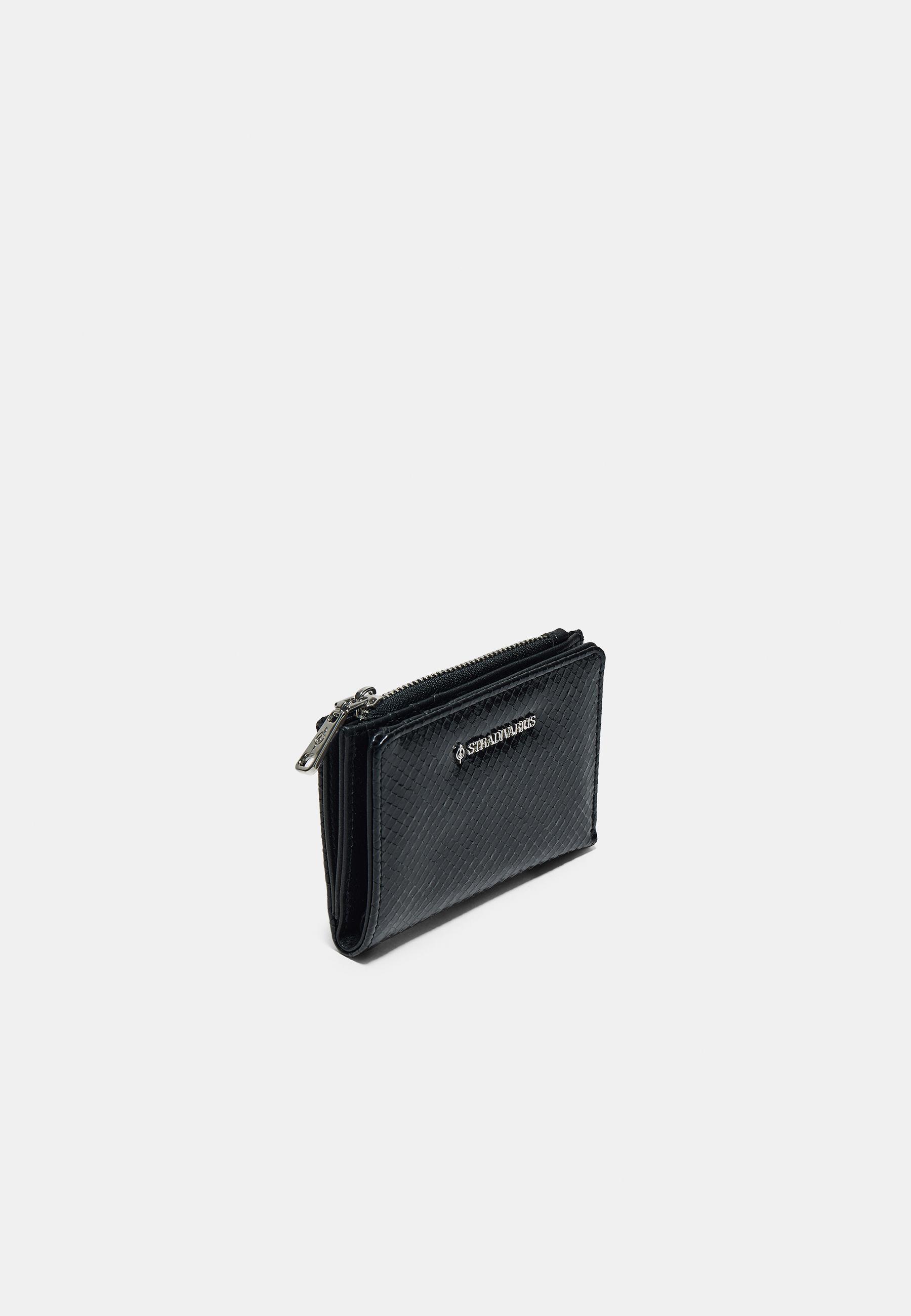 Snakeskin print card holder purse — Black