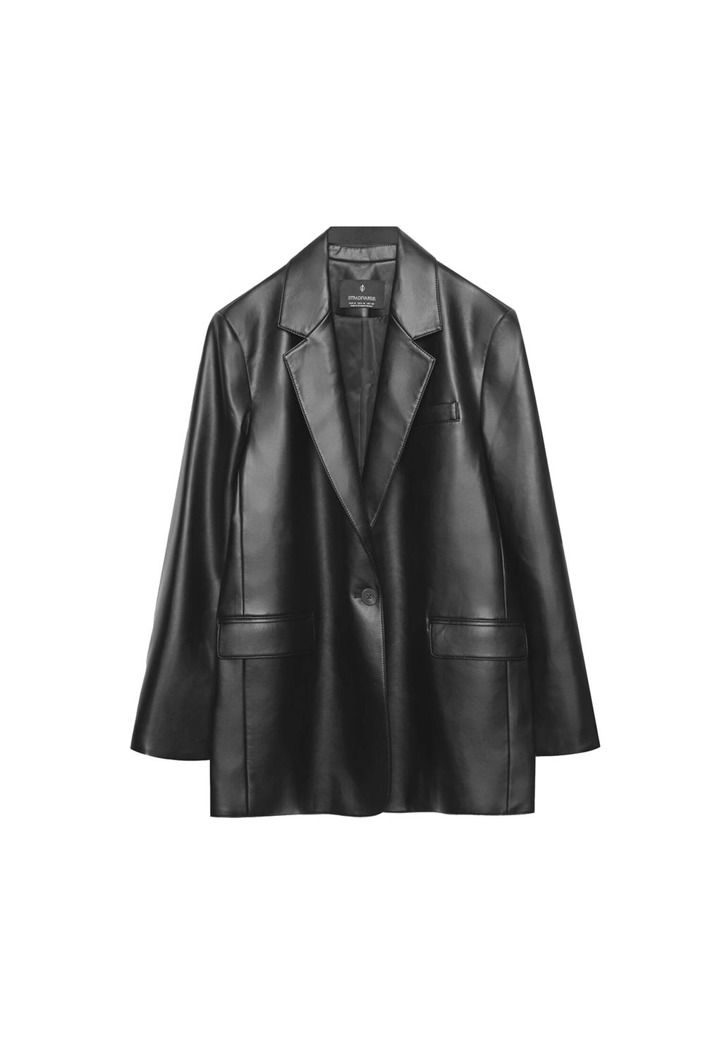 Blazer regular fit in finta pelle