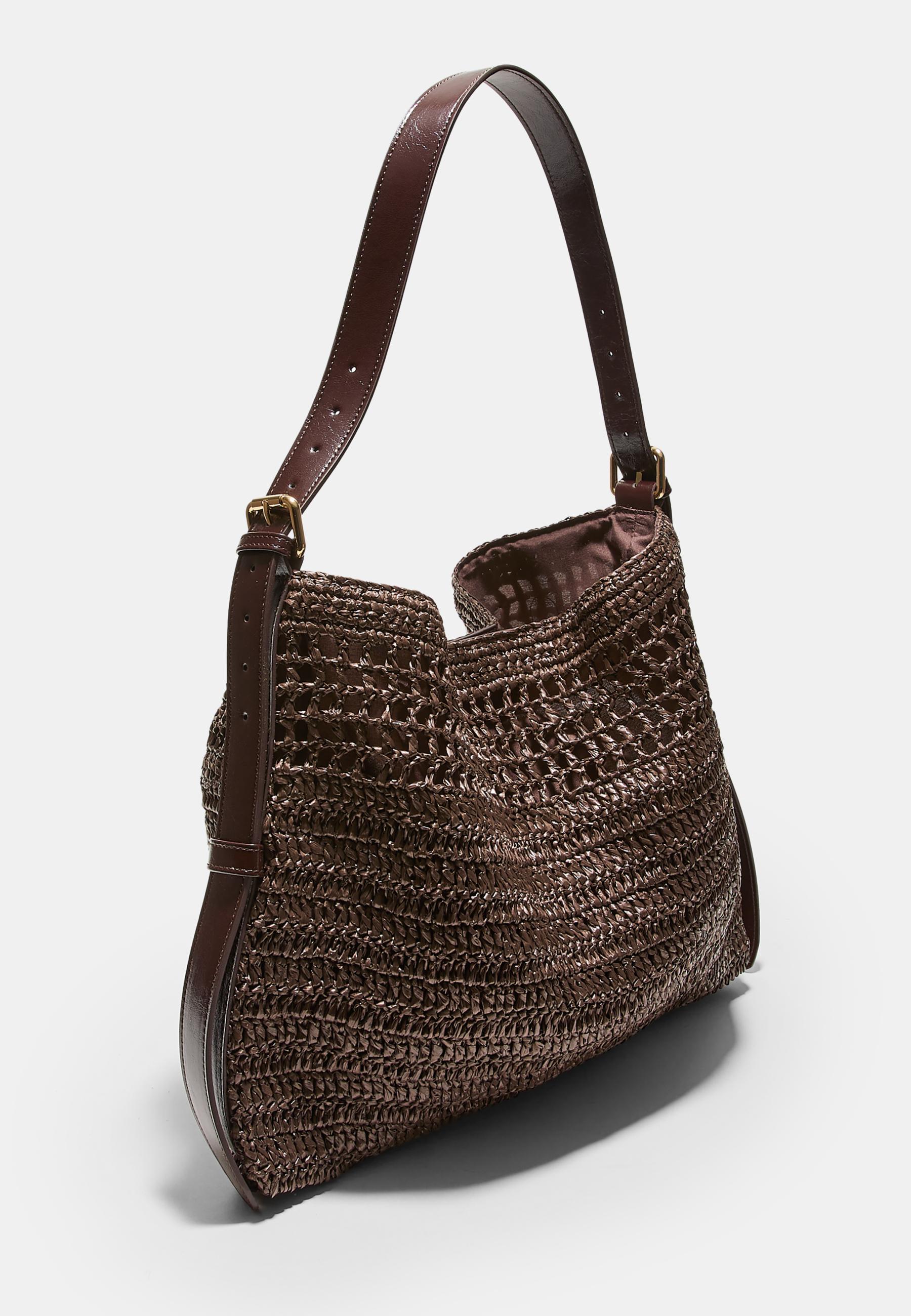 Crochet shoulder bag — Brown
