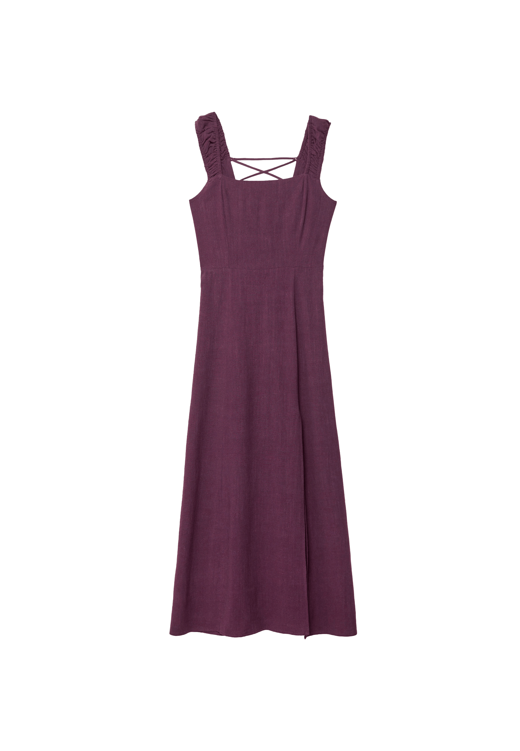 Midi dress with tie-back — Purple