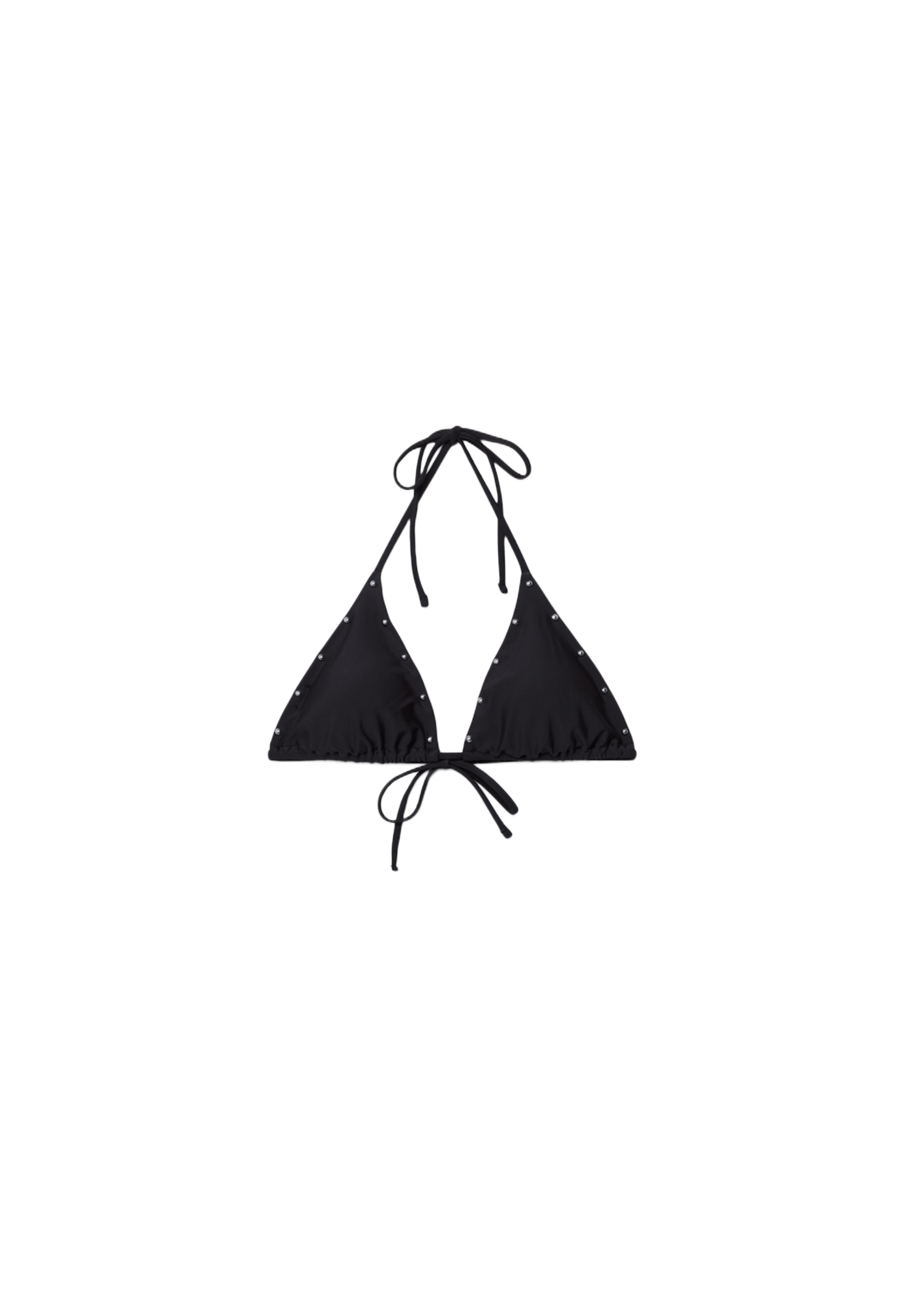 Studded triangle bikini top — Black