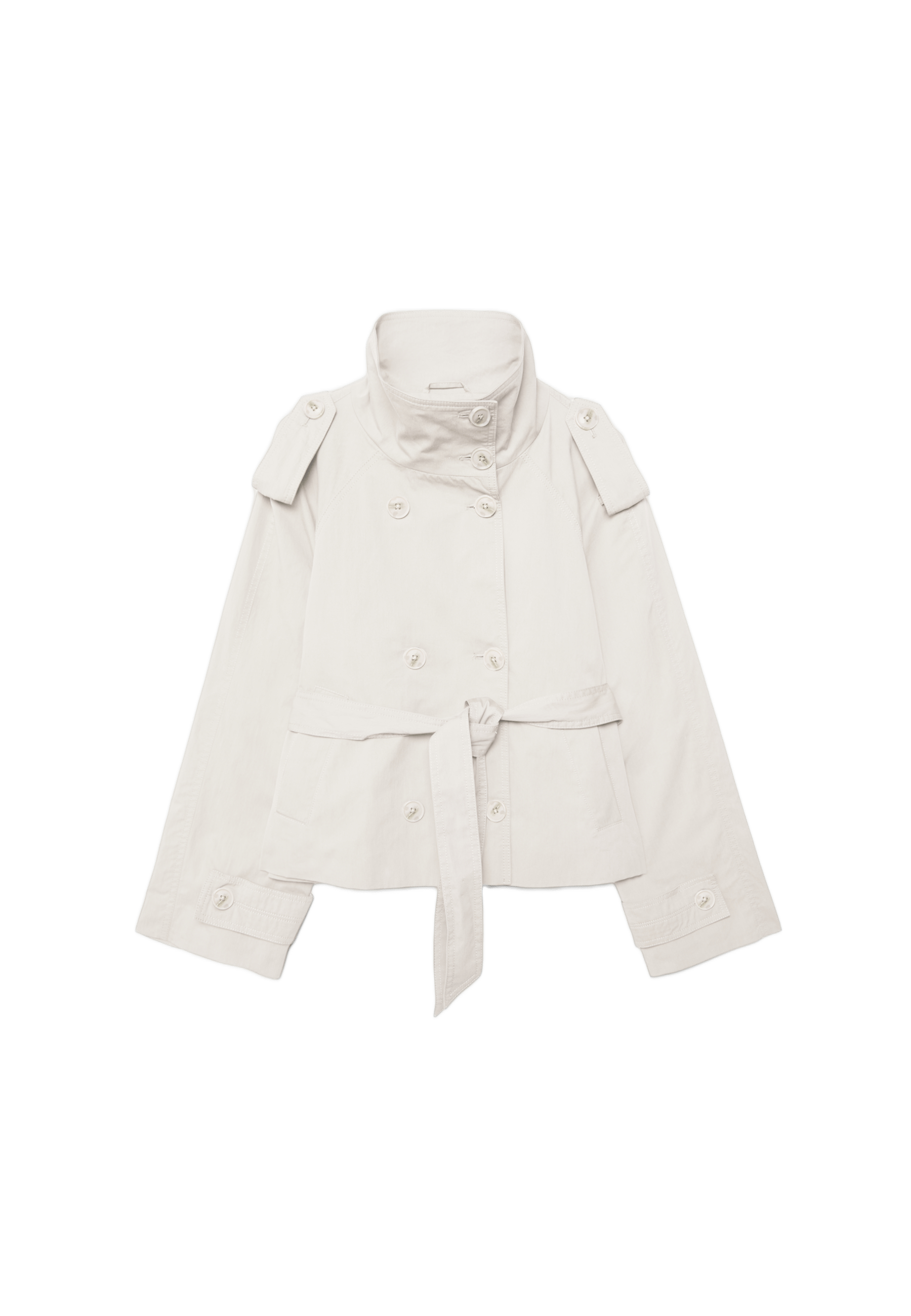 Yüksek yakalı kemerli trençkot