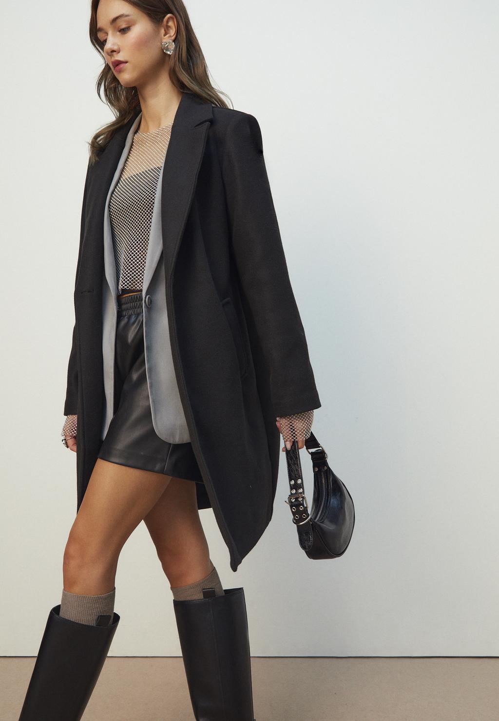 Abrigo midi botón tacto suave