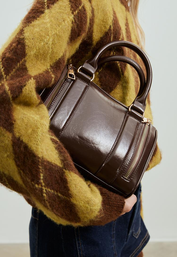 leather effect bag with zips