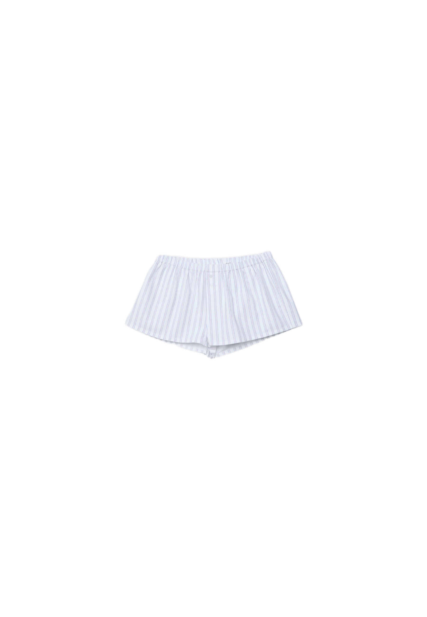 Striped buttoned mini shorts — Ecru