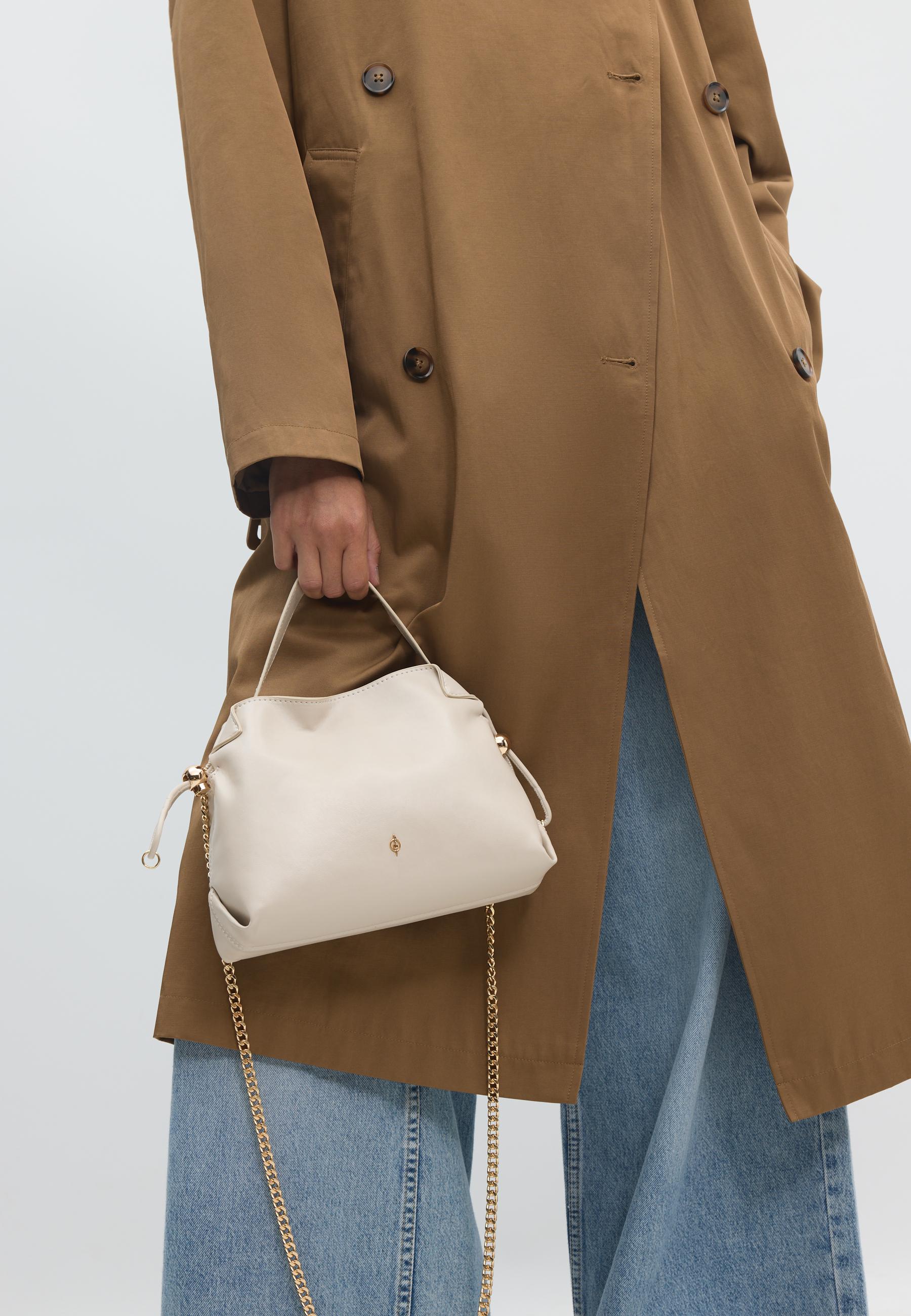 Small ruched crossbody bag — Ecru