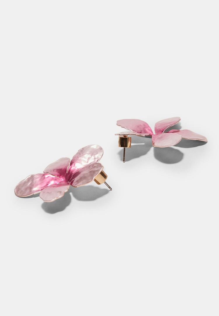 Stradivarius Σκουλαρίκια Διπλόχρωμο Λουλούδι Γκρι Os φωτογραφία