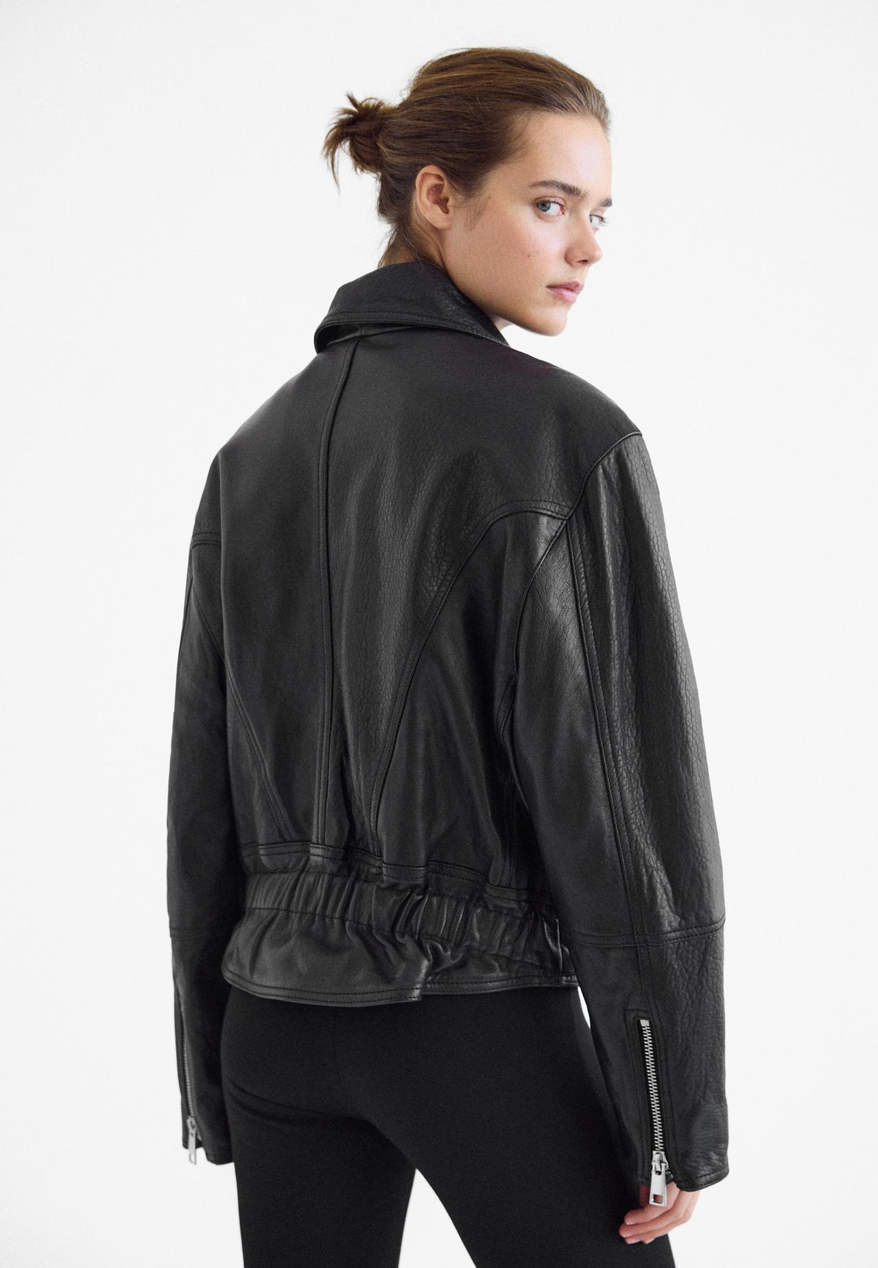 100% leather biker jacket — Black