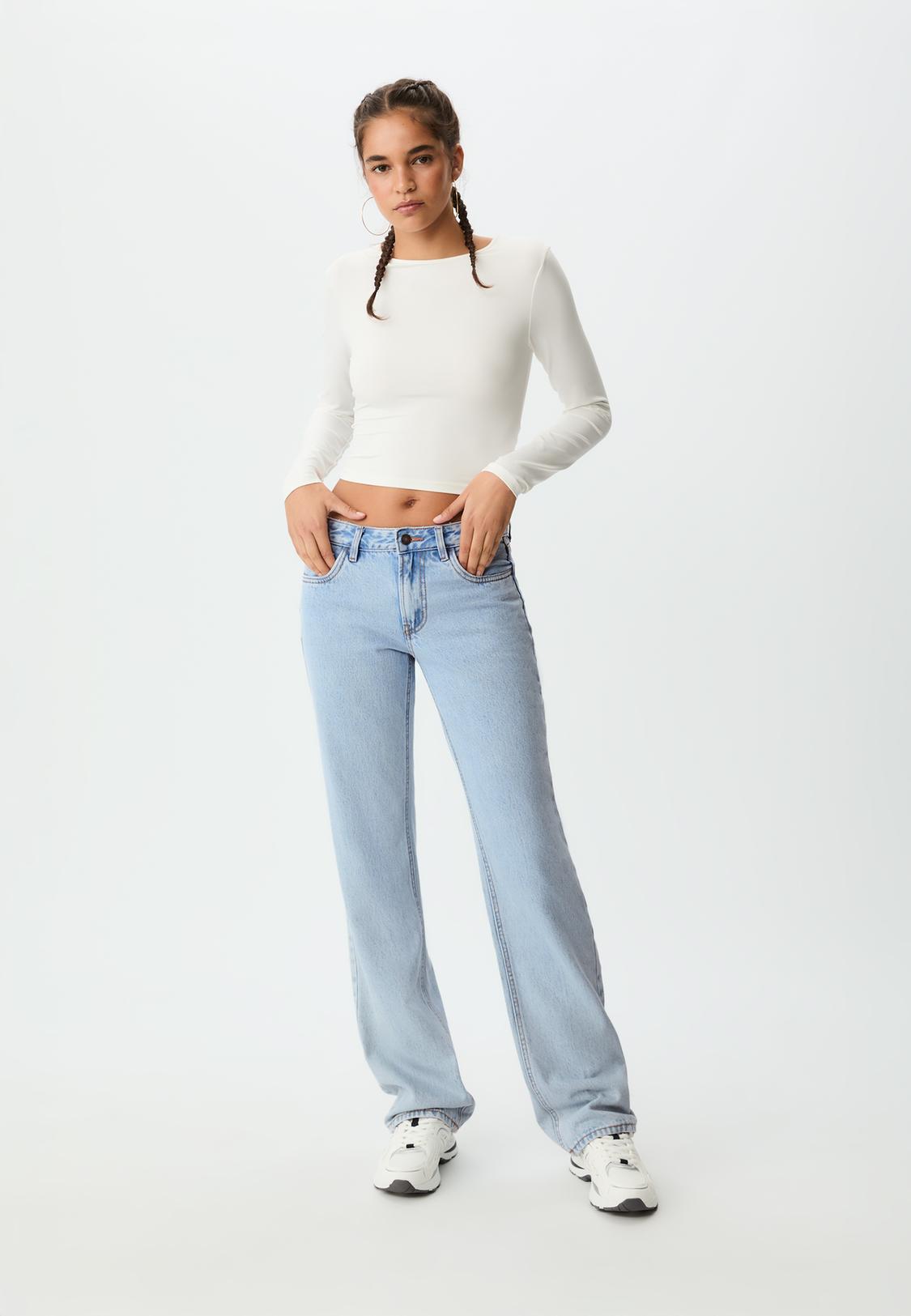 Low straight leg trousers Women's fashion Stradivarius United