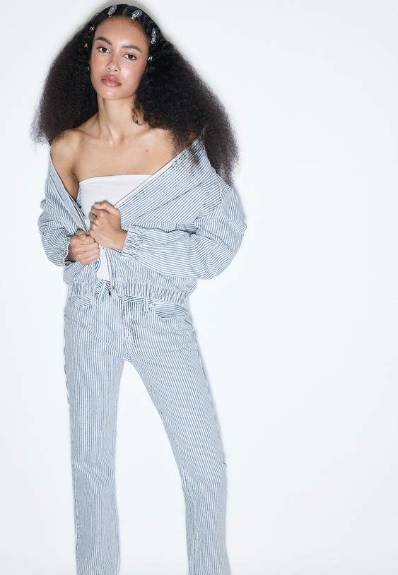 Stradivarius D98 Jean Straight Denim Gris Délavé 42