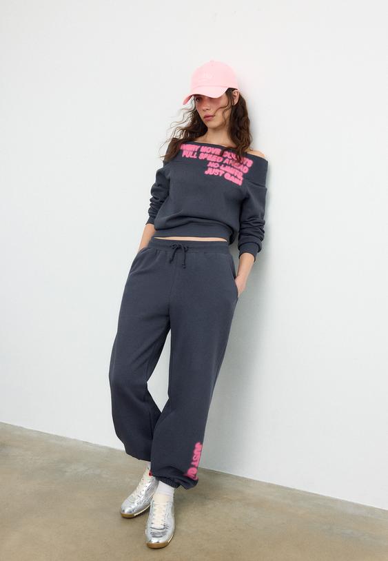 Stradivarius Baggy Positional Jogger Trousers Dark Grey Xs