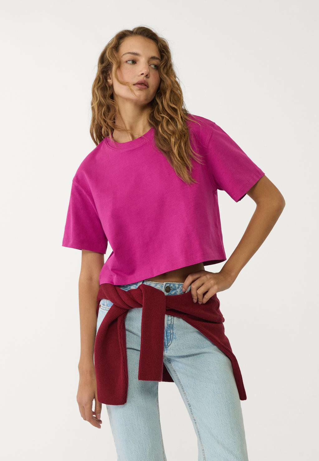 Cropped heavy cotton T-shirt