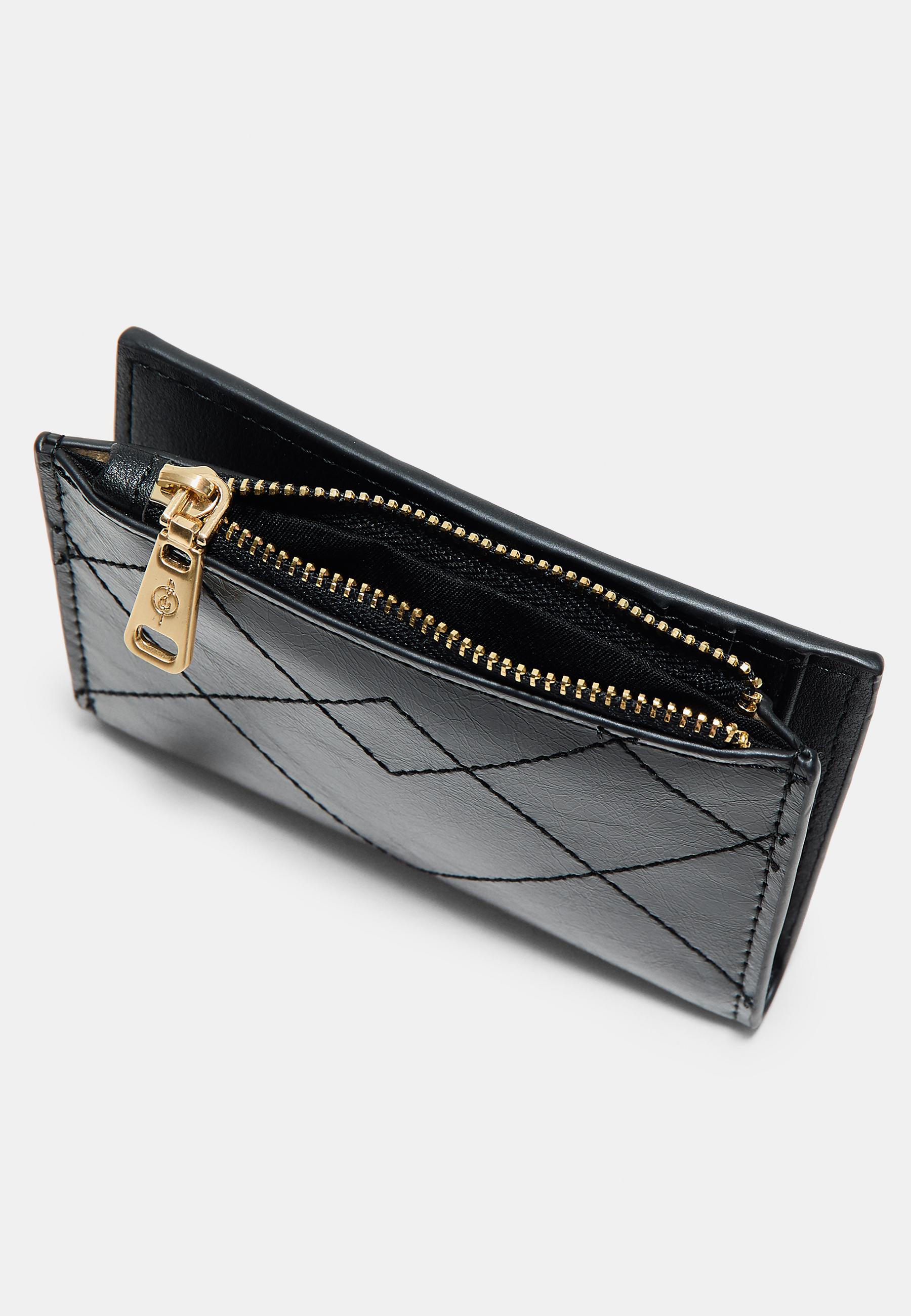 Stitched card holder purse — Black