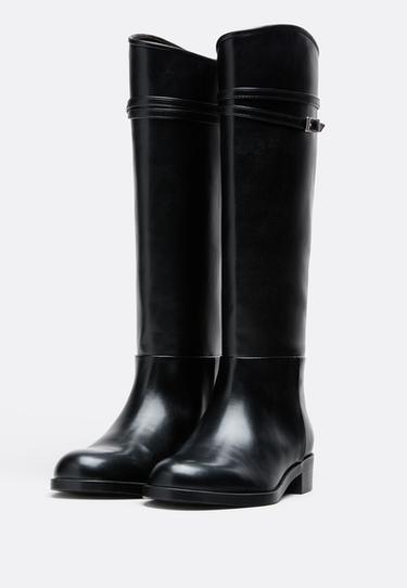 Buckle riding boots — BLACK  2