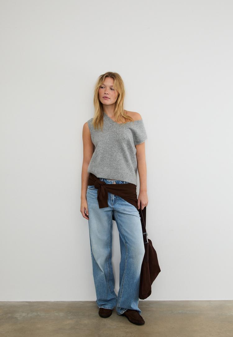 soft knit v neck vest