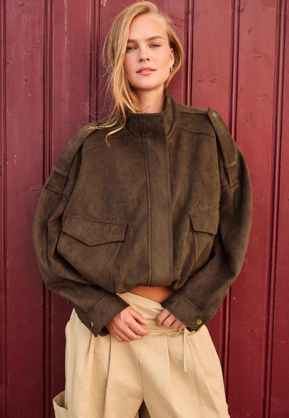 giacca oversize effetto camoscio