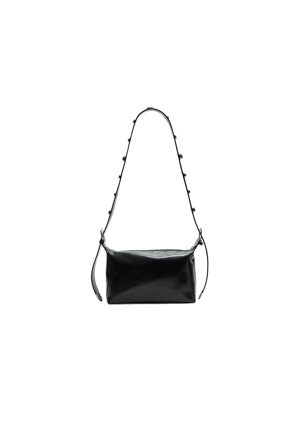Studded leather effect crossbody bag