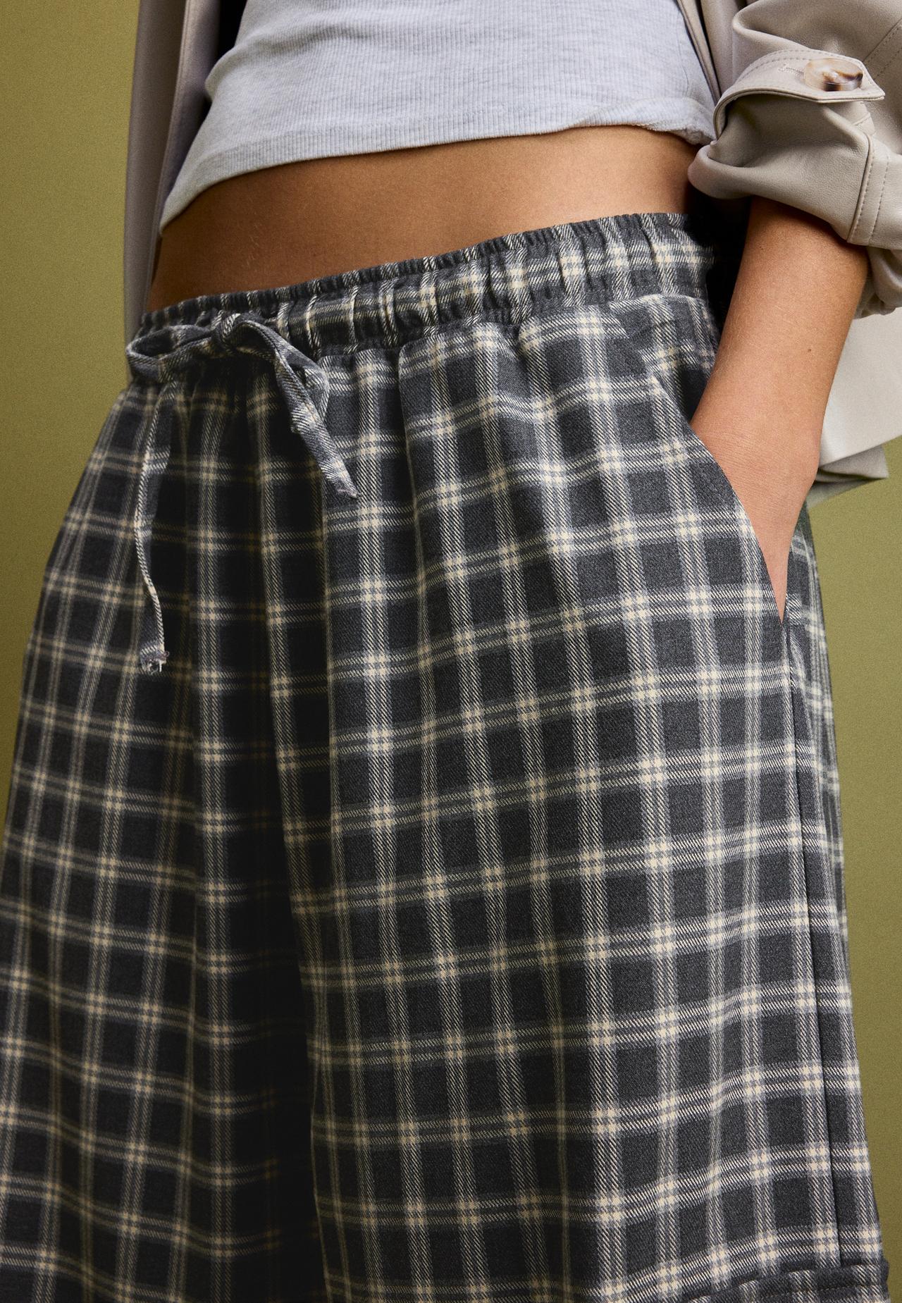Checked smart cargo trousers — Dark grey
