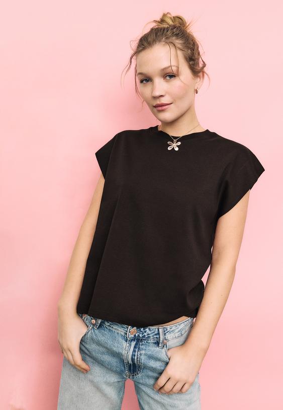 b06 dusuk omuz basic t shirt