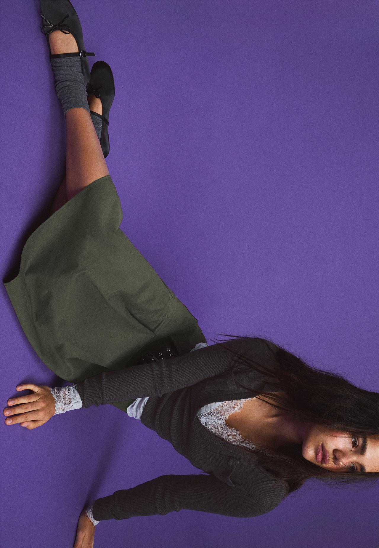 Utility pocket midi skirt — Khaki