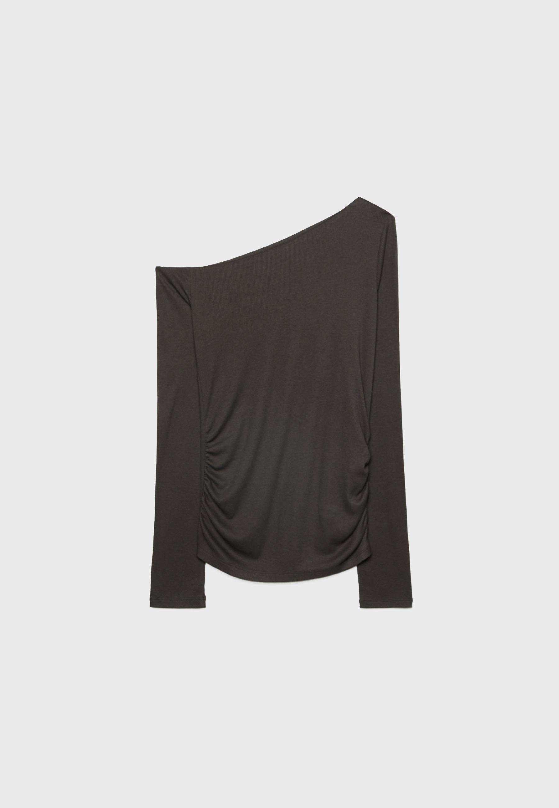 Asymmetric T-shirt with gathered detail