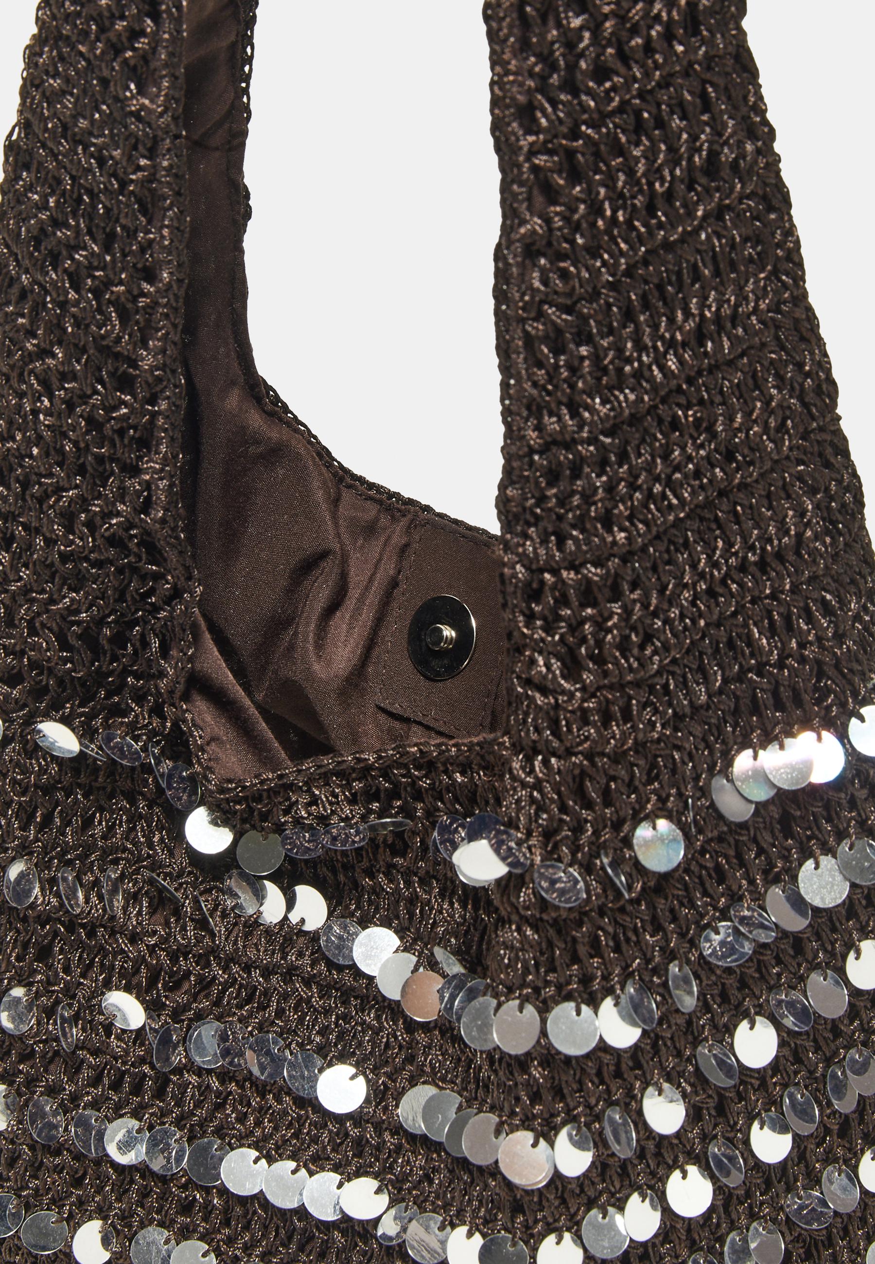 Sequin shoulder bag — Brown