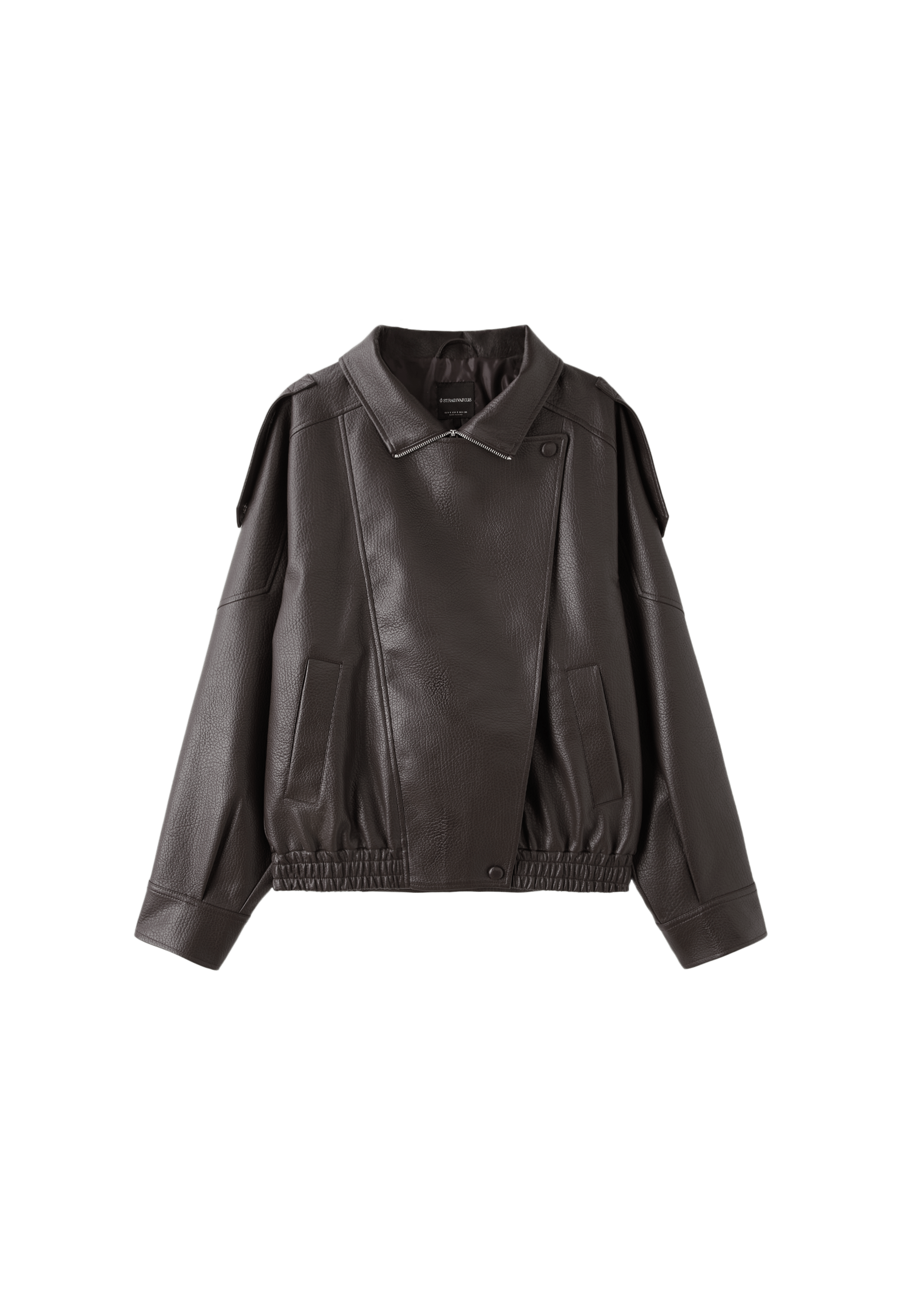 Oversize faux leather biker jacket — Brown