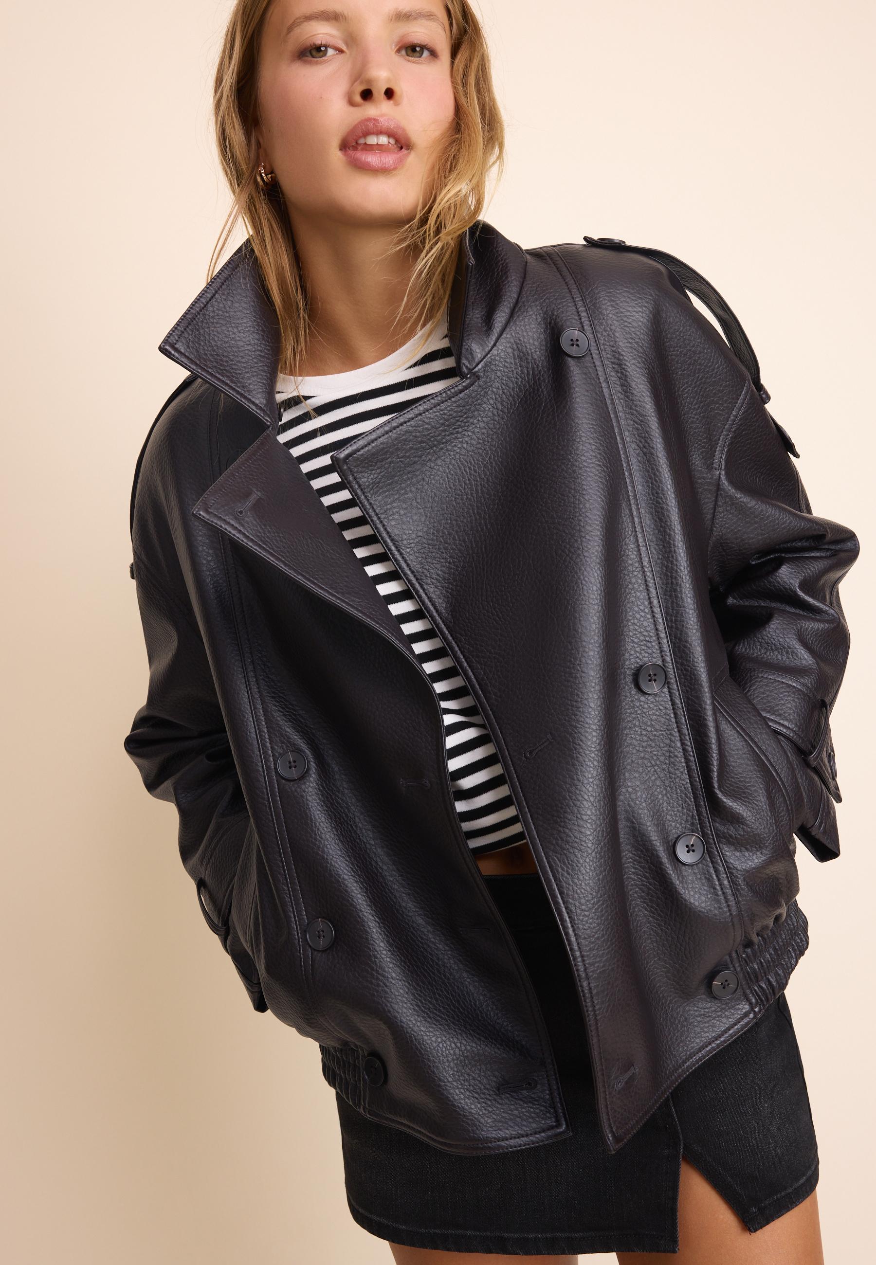 Padded jacket with faux fur collar detail — Brown