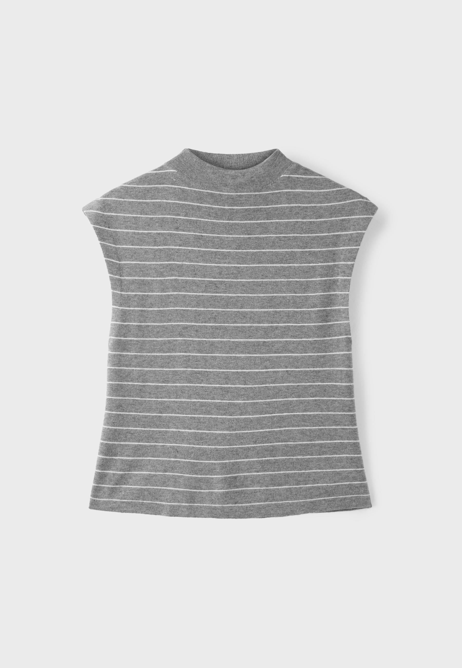 Stand collar knit top — Dark grey
