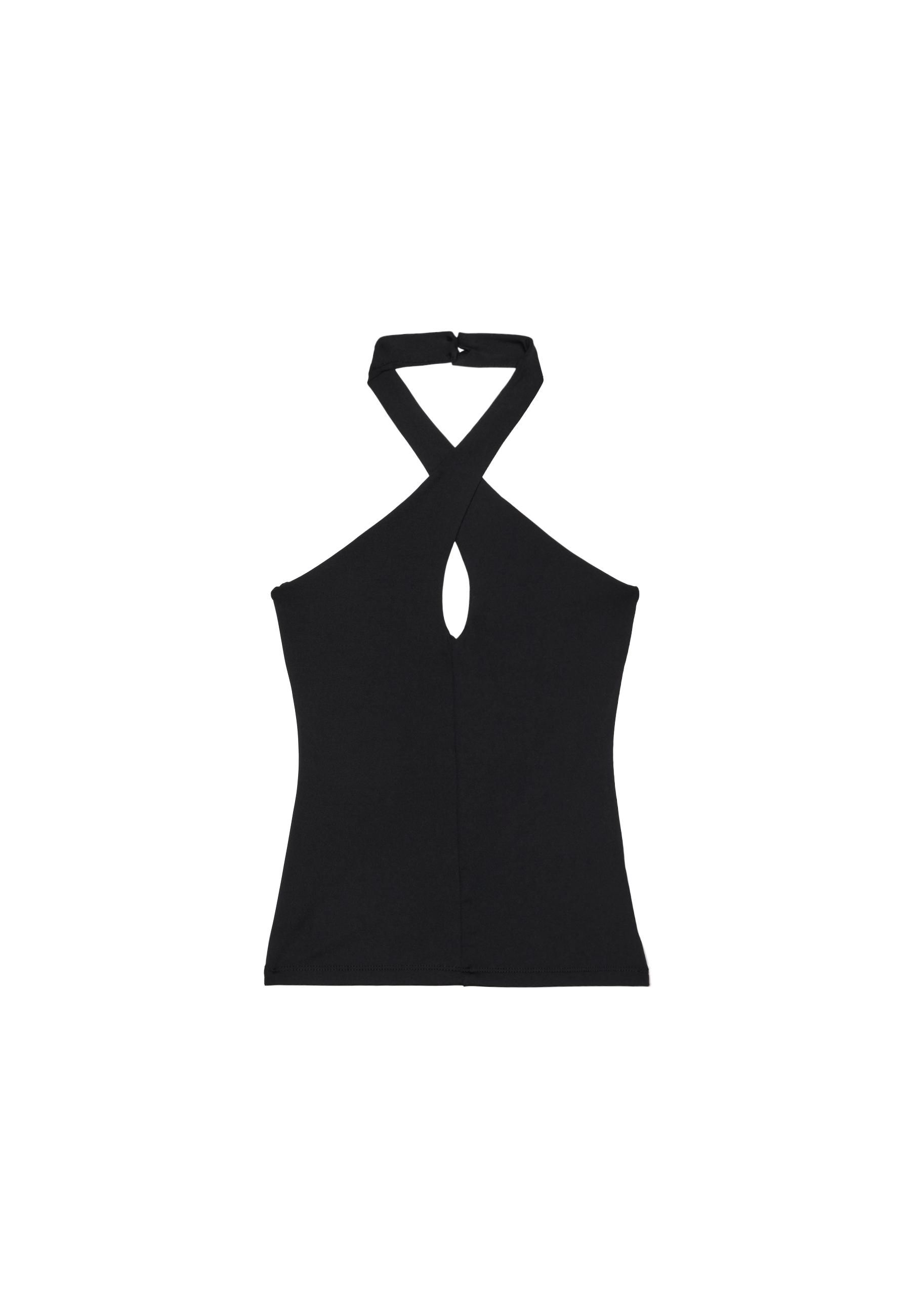 Halter cross-over top — Black