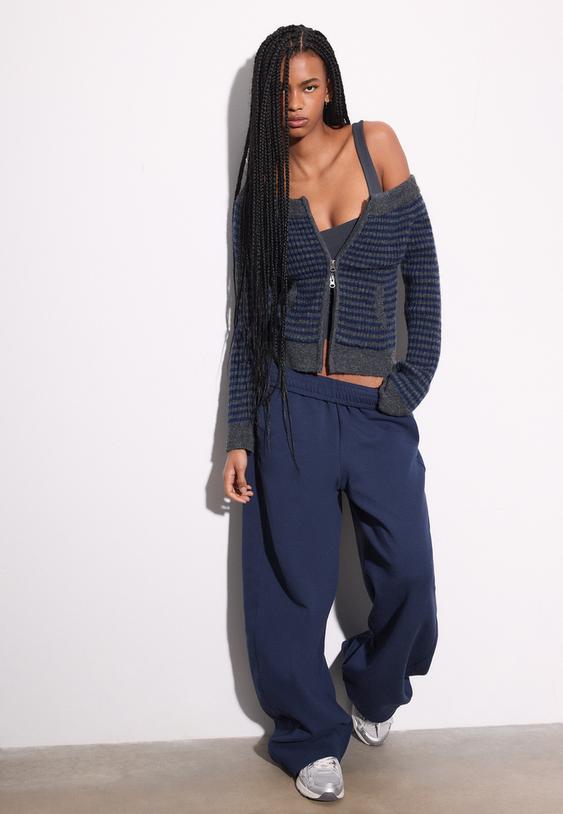 veste en maille col bateau zippee