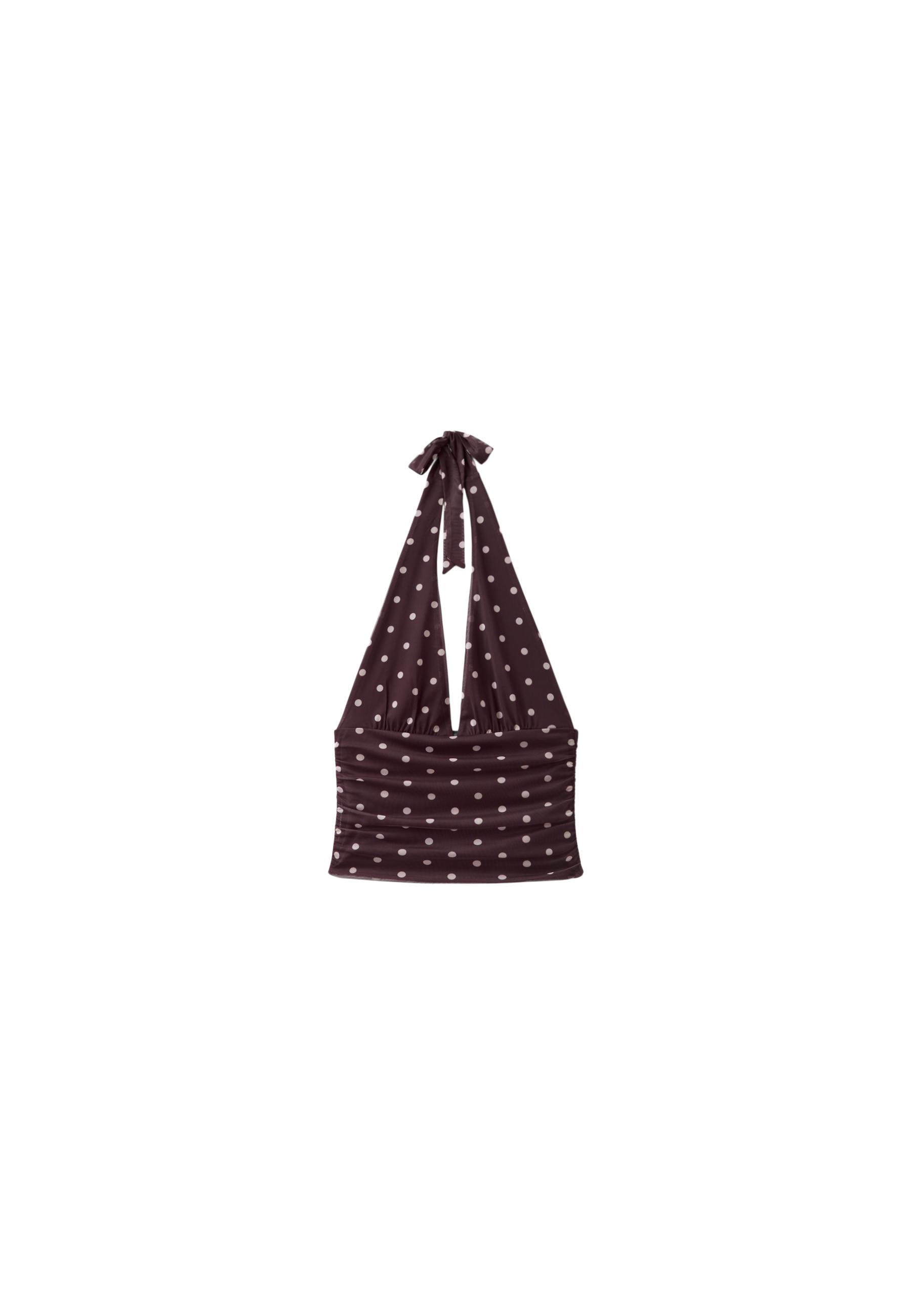 Polka dot mesh halter top — Purple
