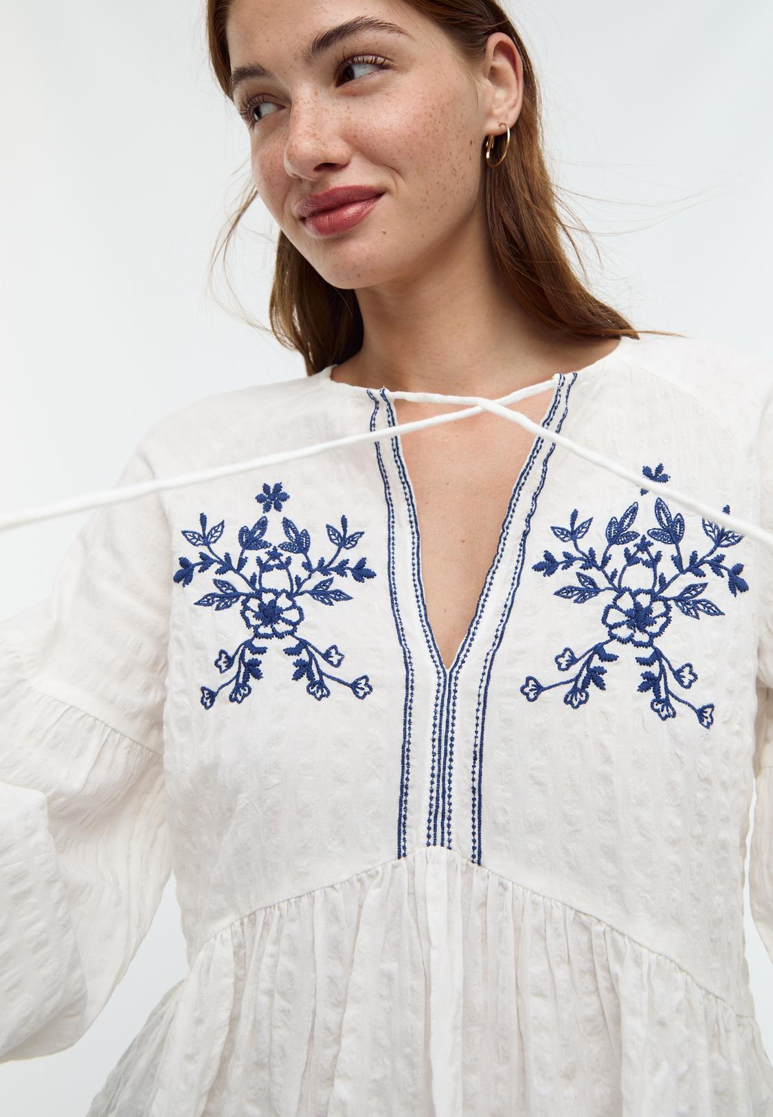 Blusa Fluida Blusa Encaje Stradivarius Camiseta Topos Stradivarius