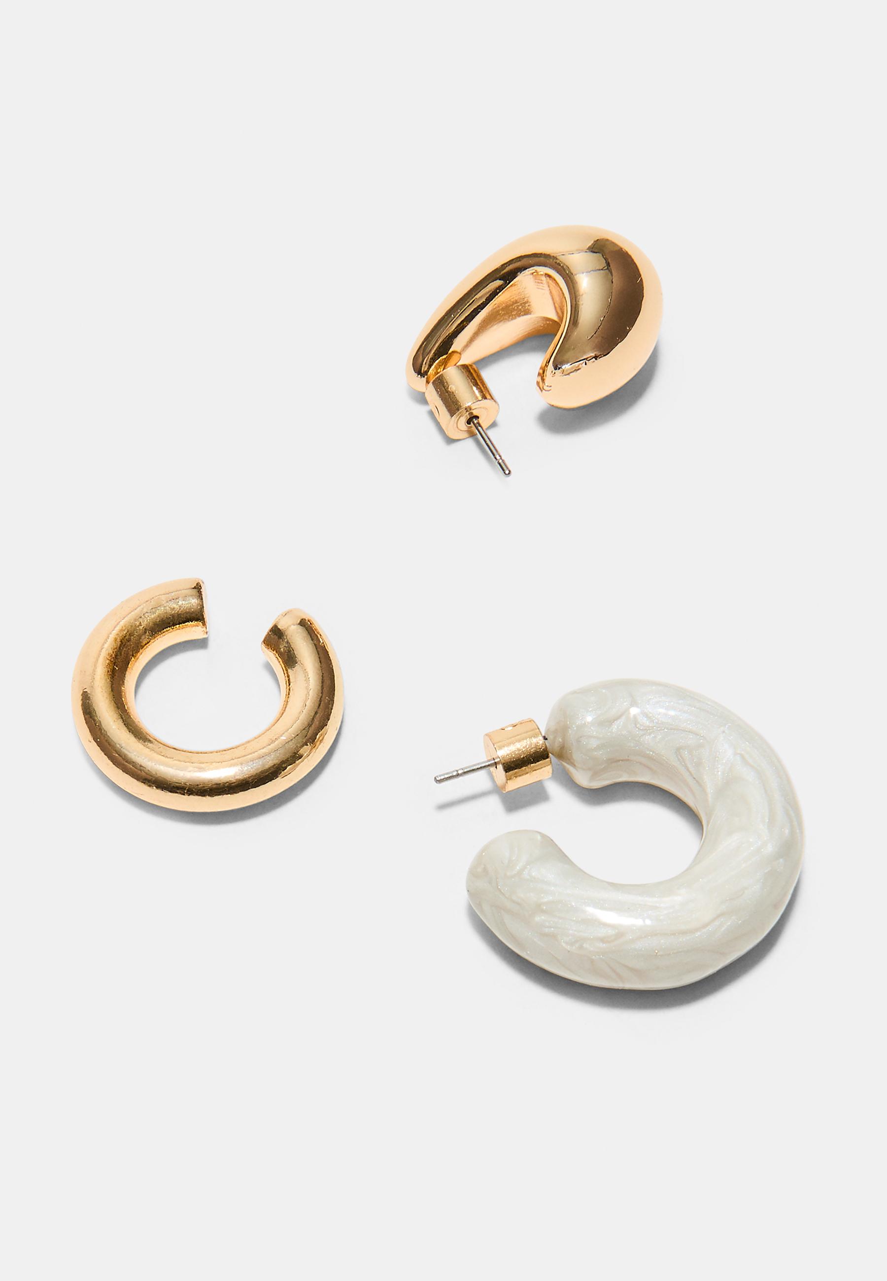 Set of 2 earrings and ear cuffs — Gold