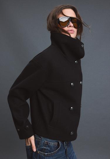 Short shawl neck coat — Black 6