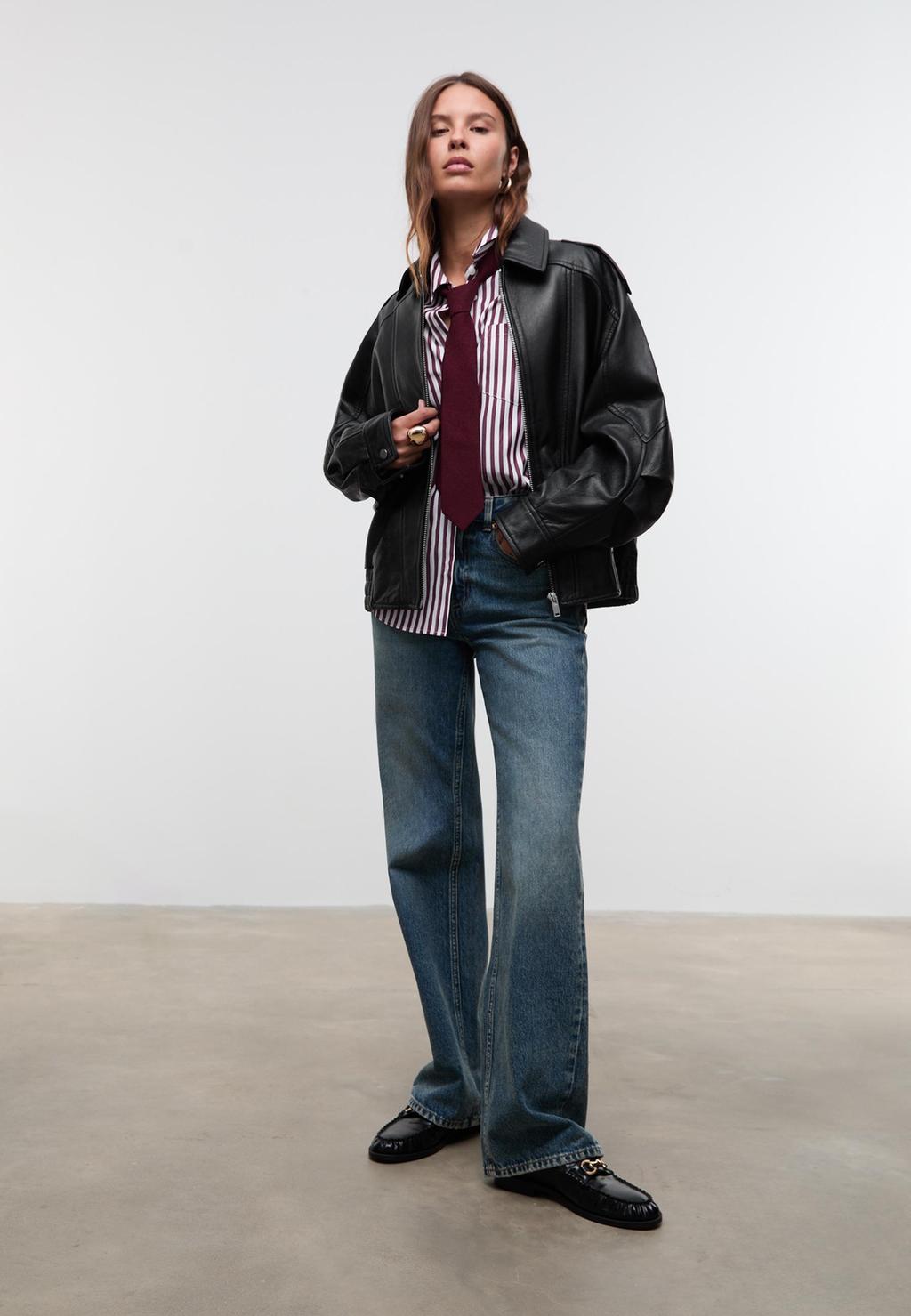 Оувърсайз яке от 100% кожа