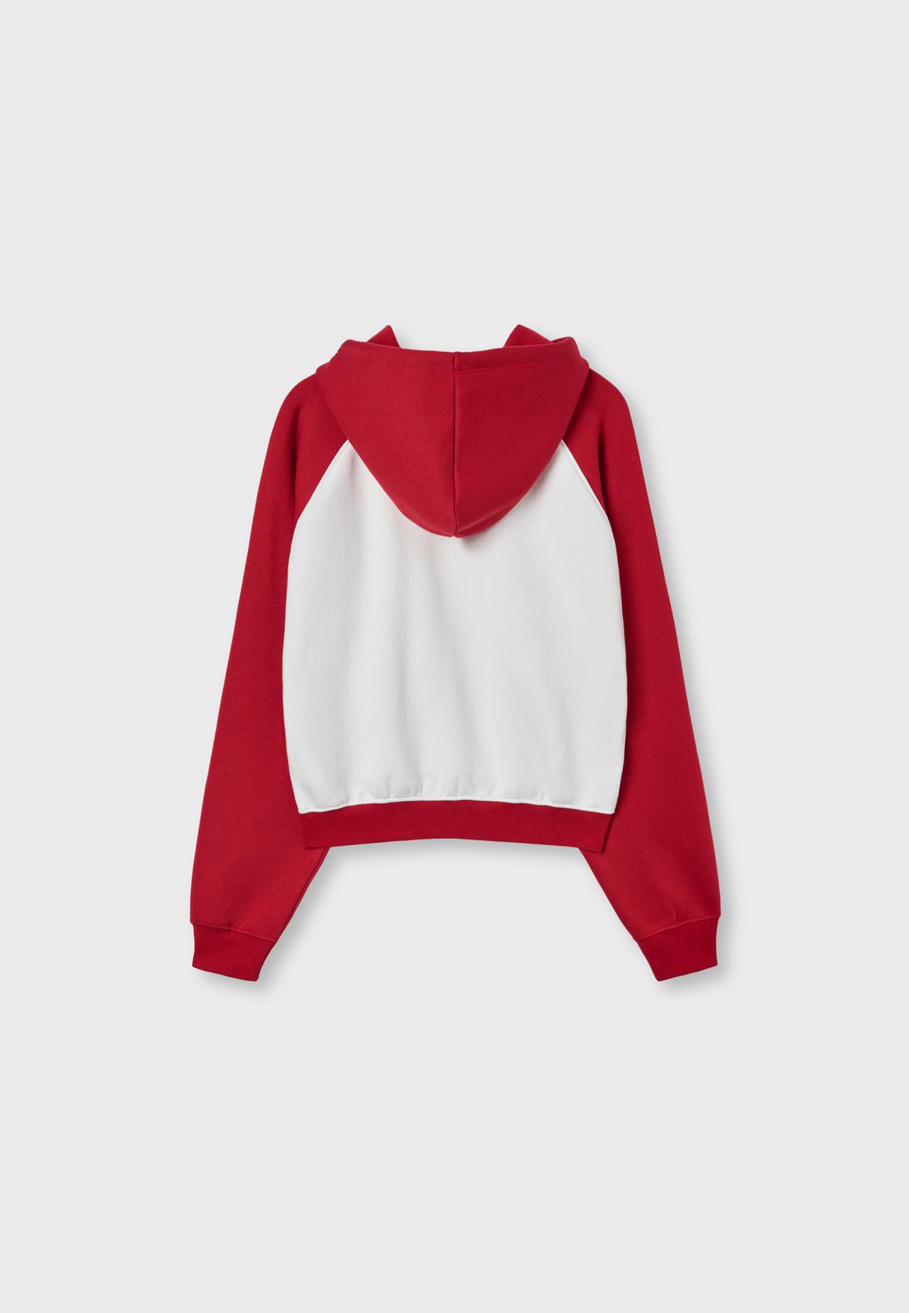 Raglan sleeve hooded sweatshirt — Red