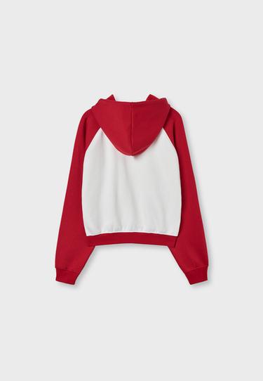Raglan sleeve hooded sweatshirt — Red 8