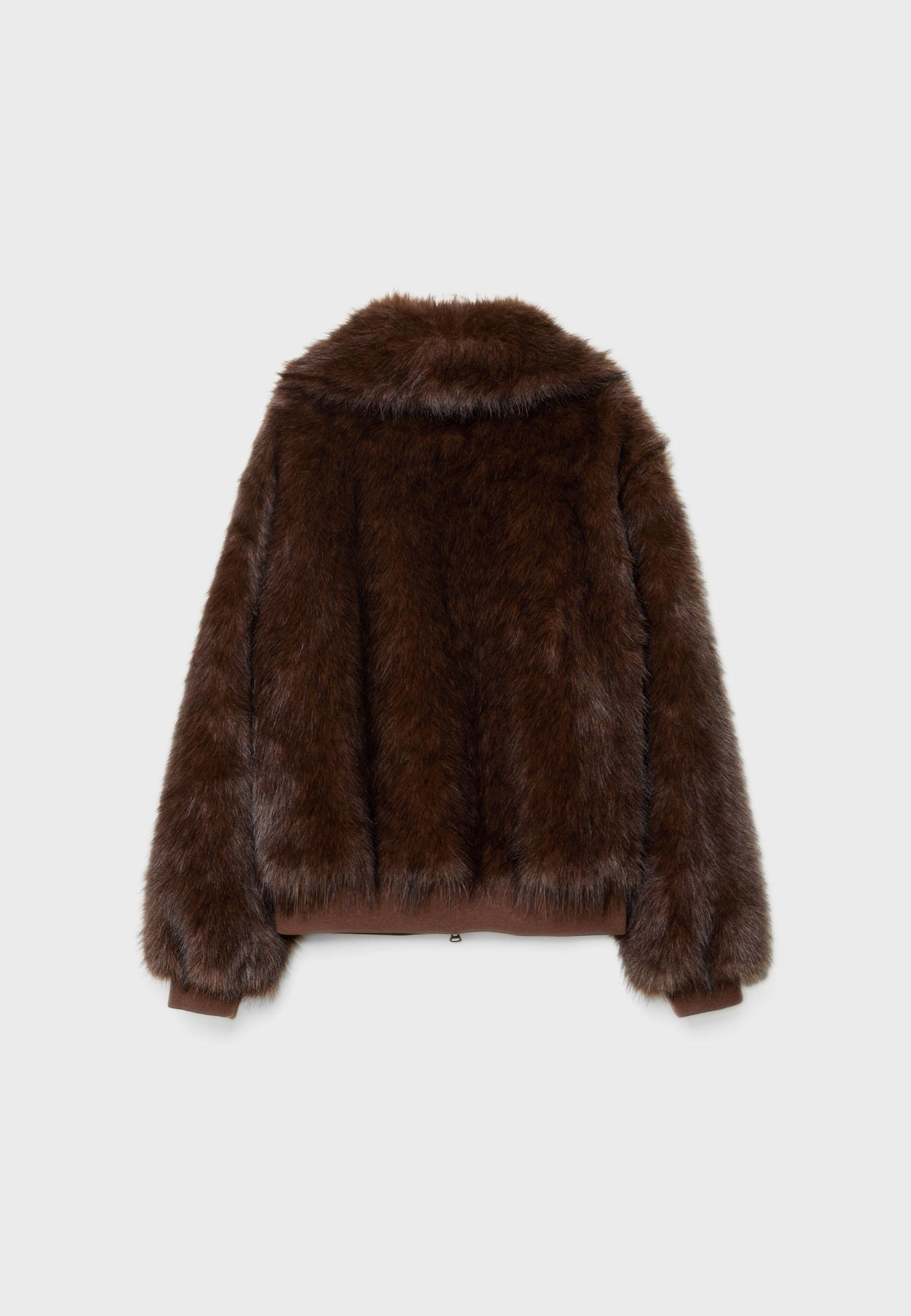 Faux fur jacket - Women's fashion | Stradivarius United Kingdom