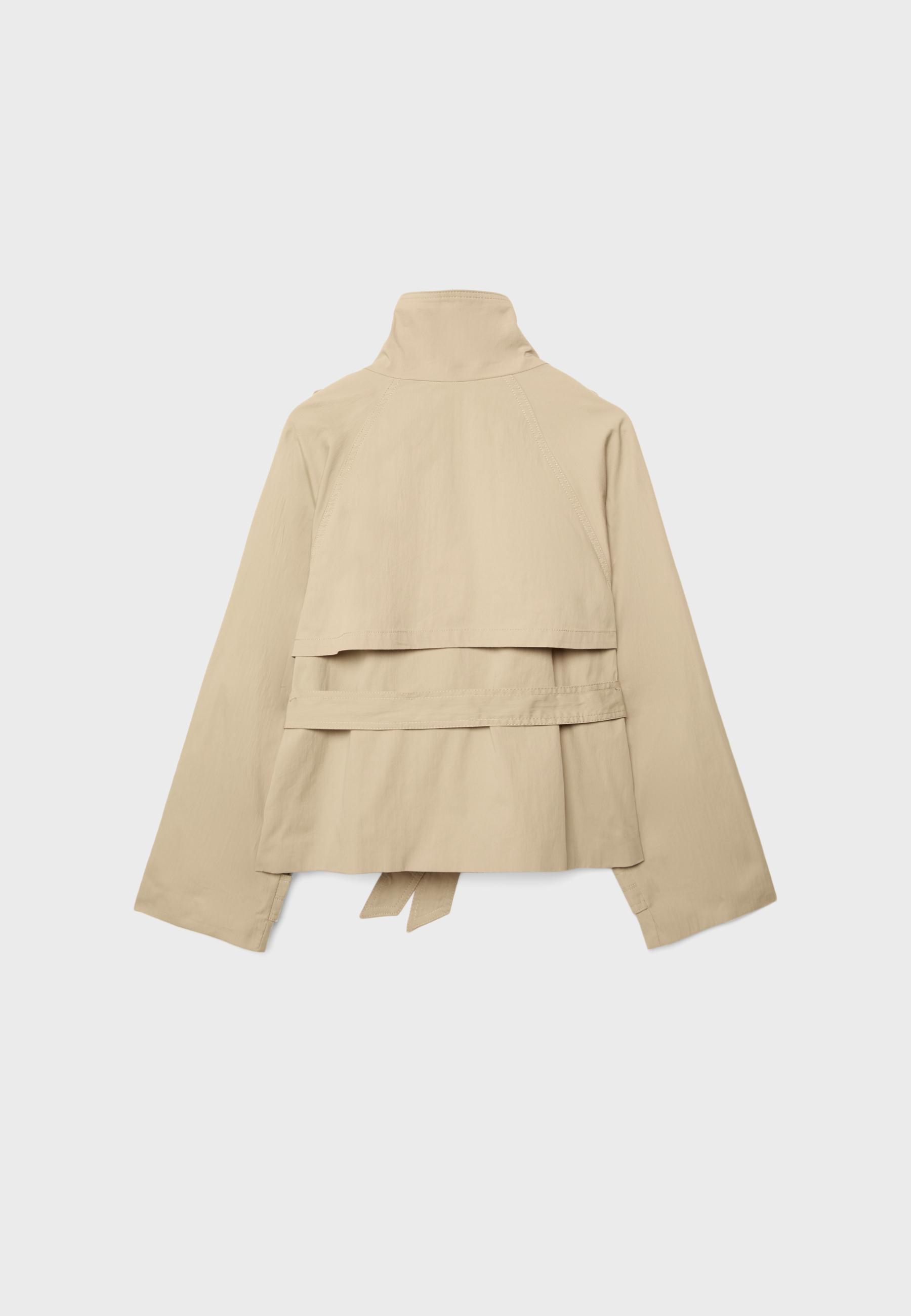 High neck belted trench coat — Beige