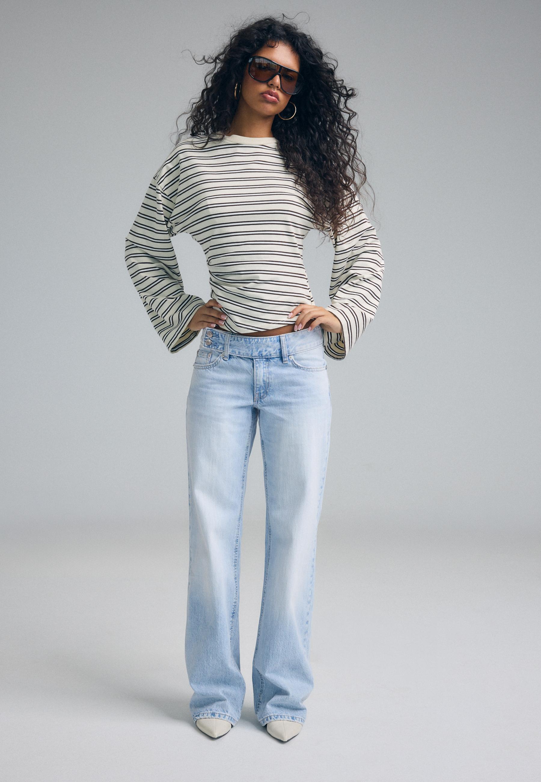 Stradivarius Straight Jeans Med Låg Midja Och Hammarögla dam