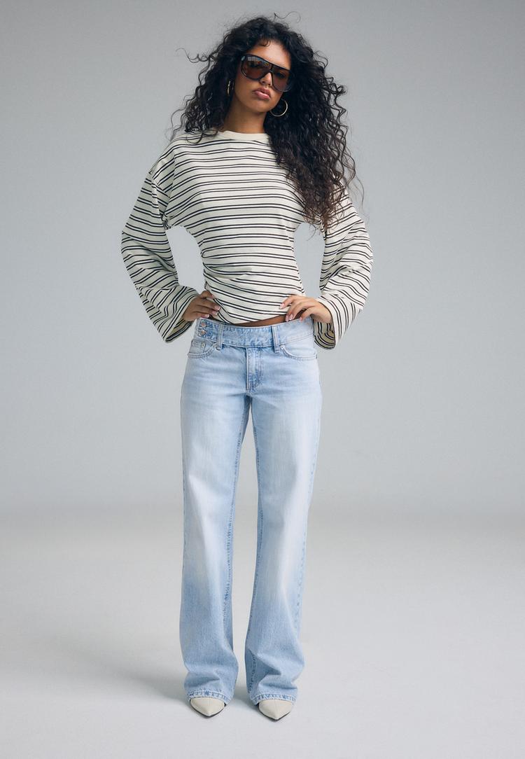 Low-rise straight jeans with hammer waist — MEDIUM LIGHT BLUE DENIM