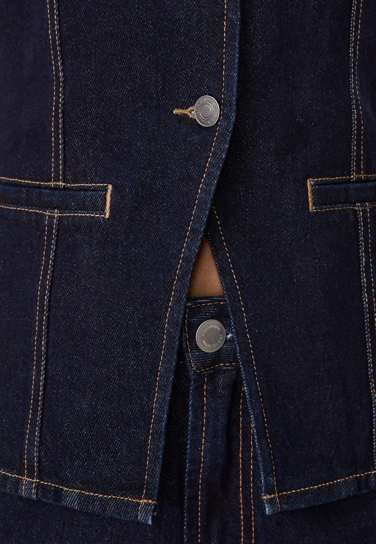 top en denim a boutons