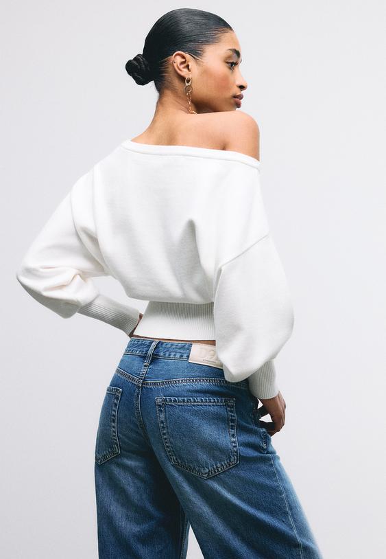 asimetrik kesim fitilli triko kazak