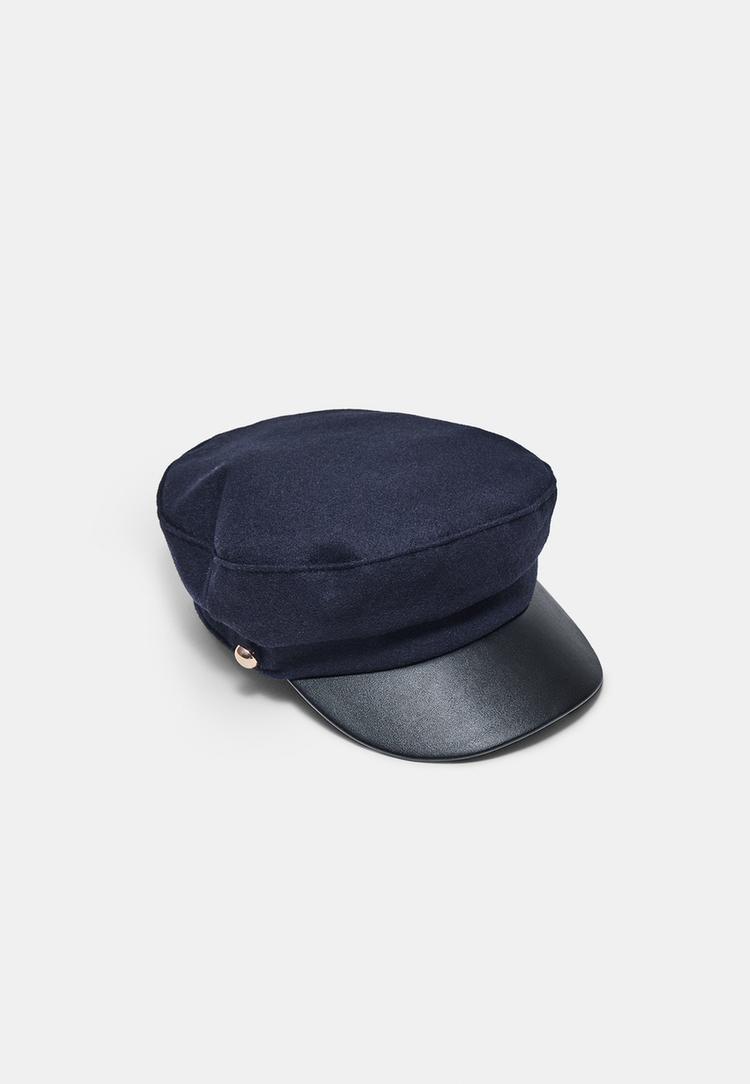 Stradivarius Ναυτικό Κασκέτο Από Δύο Υλικά Navy Blue Os