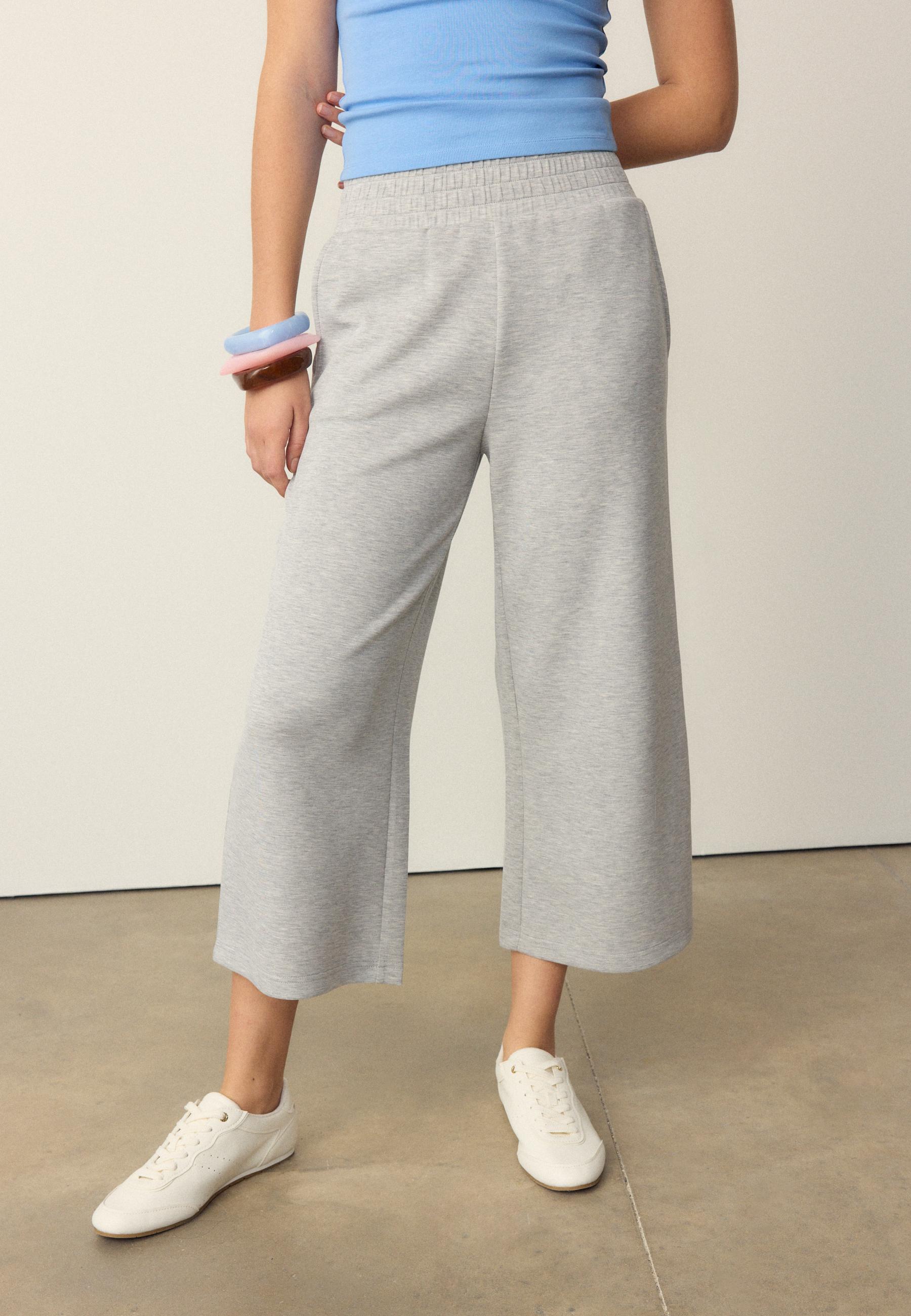 Soft-touch culottes — Grey melange