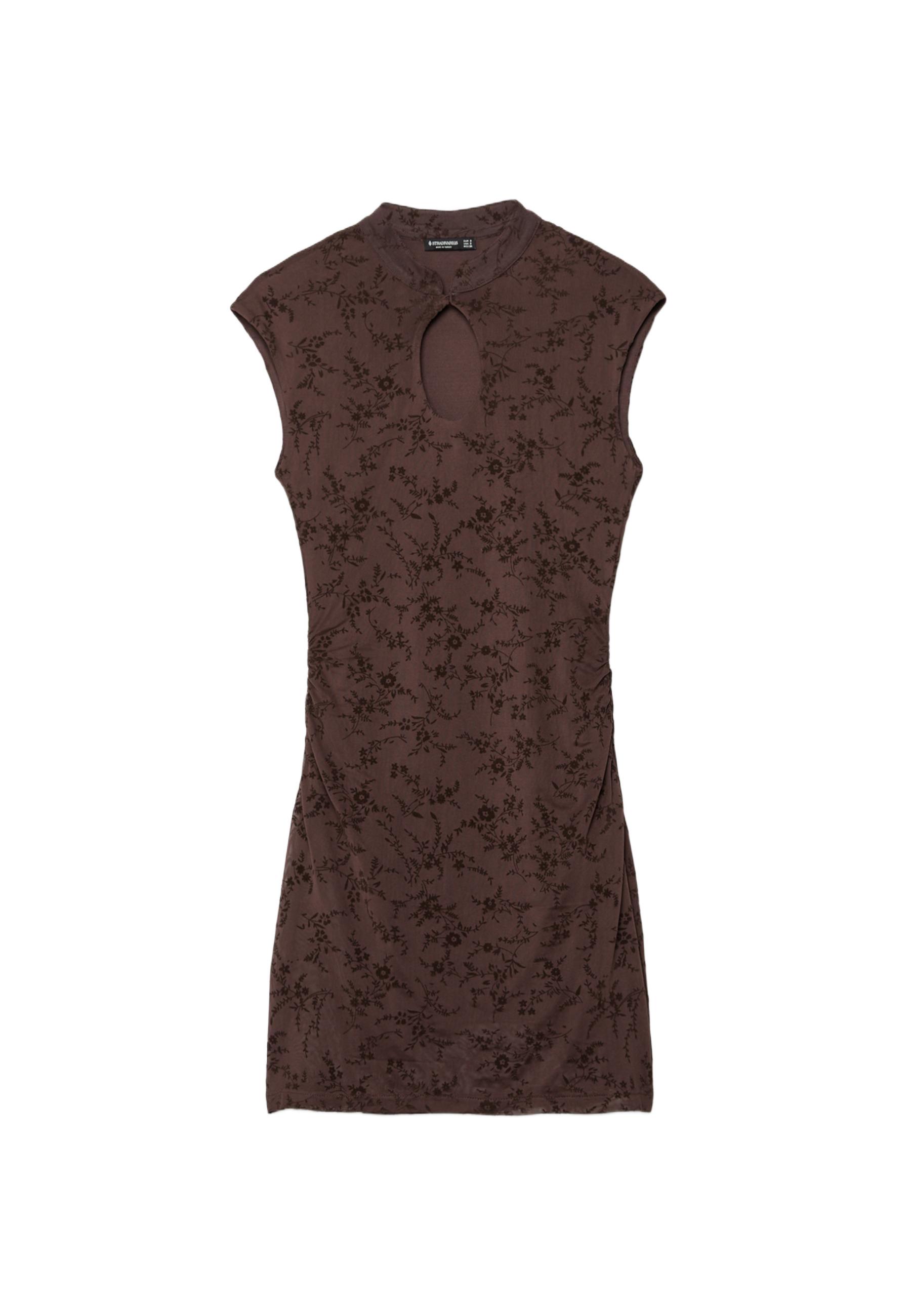 Short qipao style dress — Brown